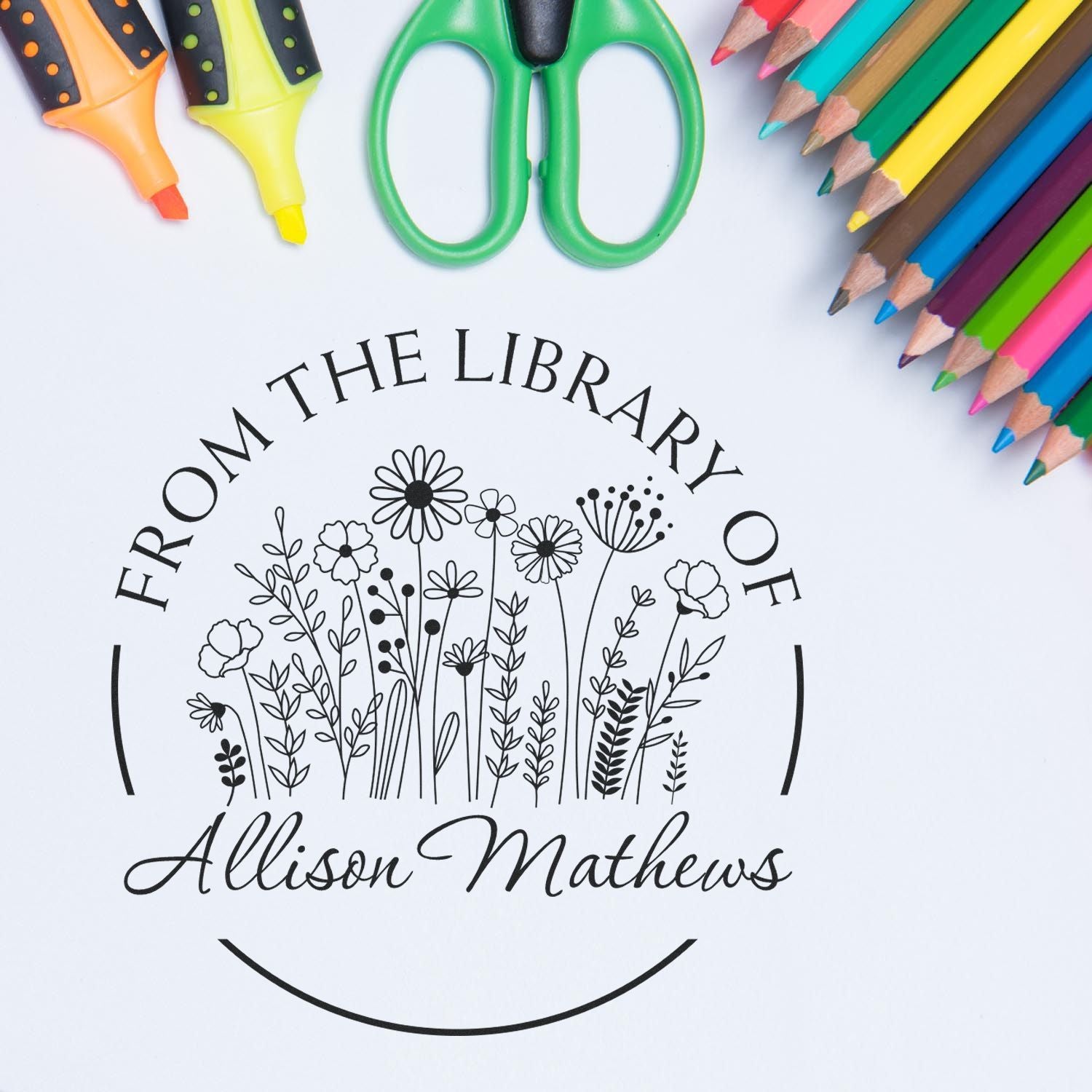 Pre-Inked Enchanting Blooms Customized From The Library Of Stamp - Engineer Seal Stamps