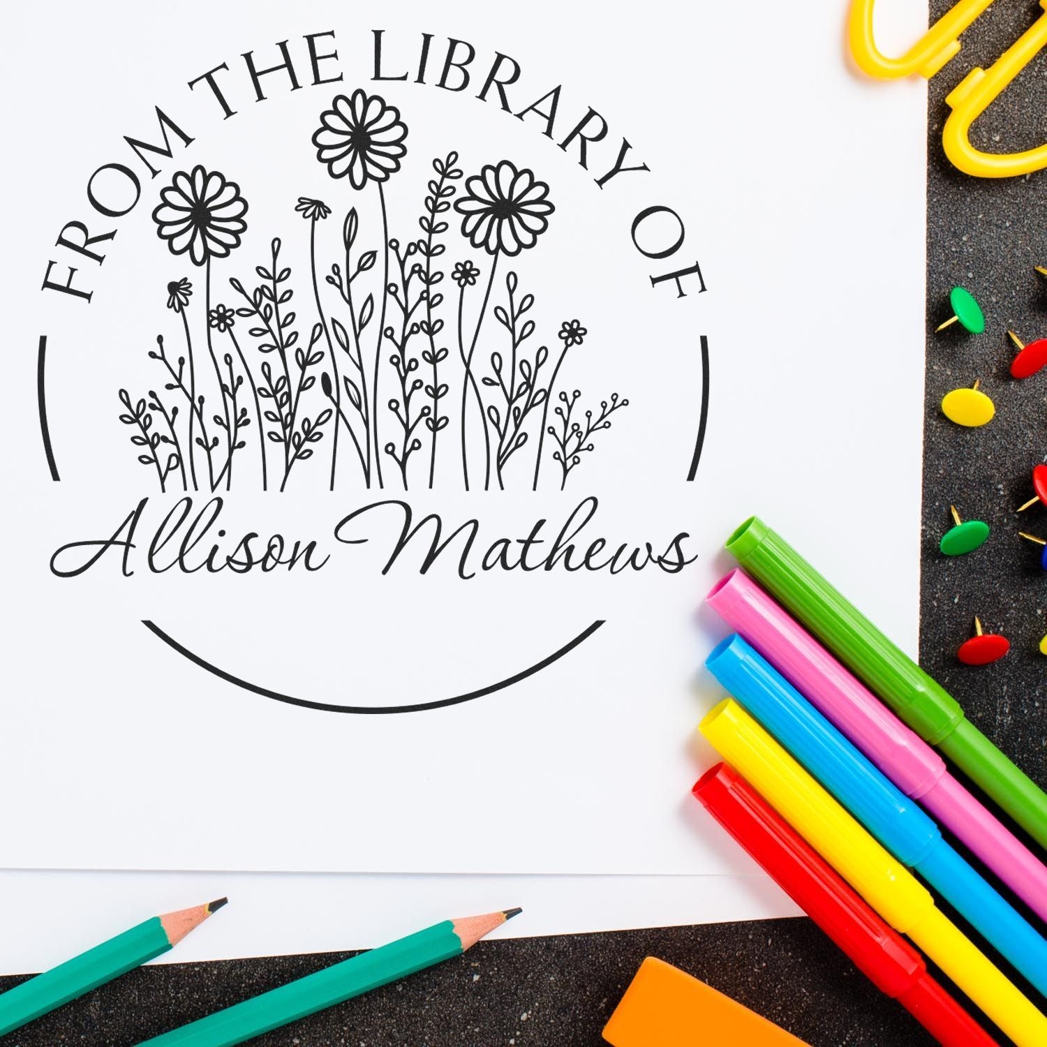 Wood Handle Majestic Meadow Personalized Reader Stamp - Engineer Seal Stamps