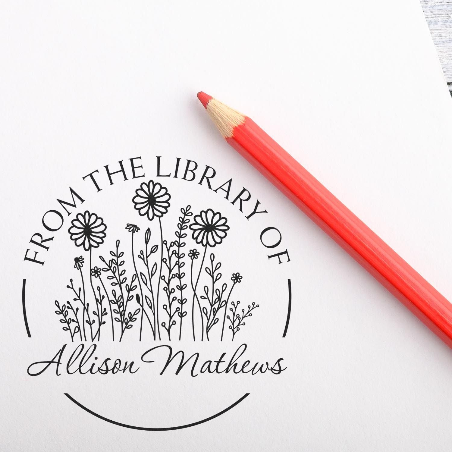 PSI Pre-Inked Majestic Meadow Custom Made Book Ownership Label Stamp - Engineer Seal Stamps