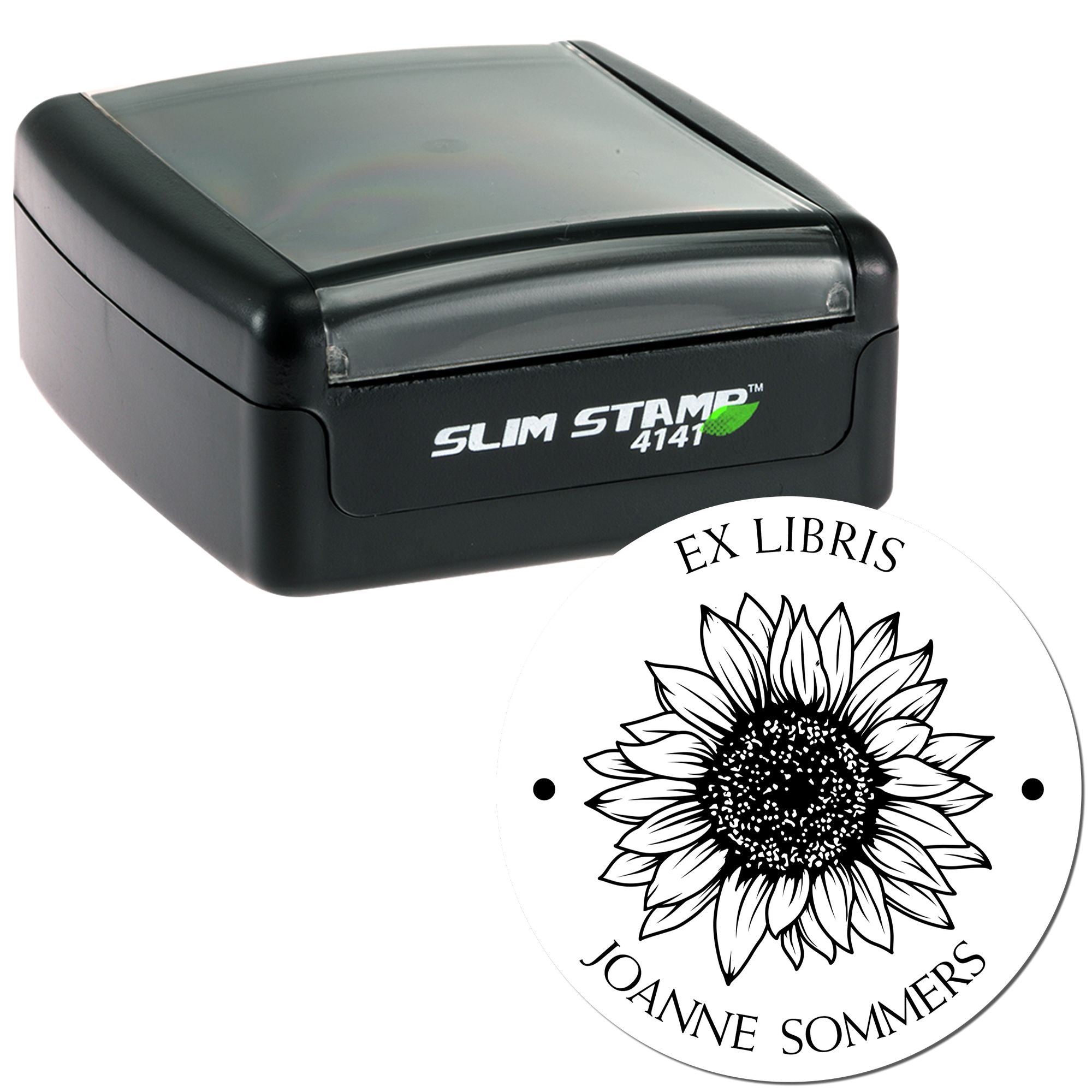 Pre-Inked Serene Sunflower Customized Library Stamp - Engineer Seal Stamps