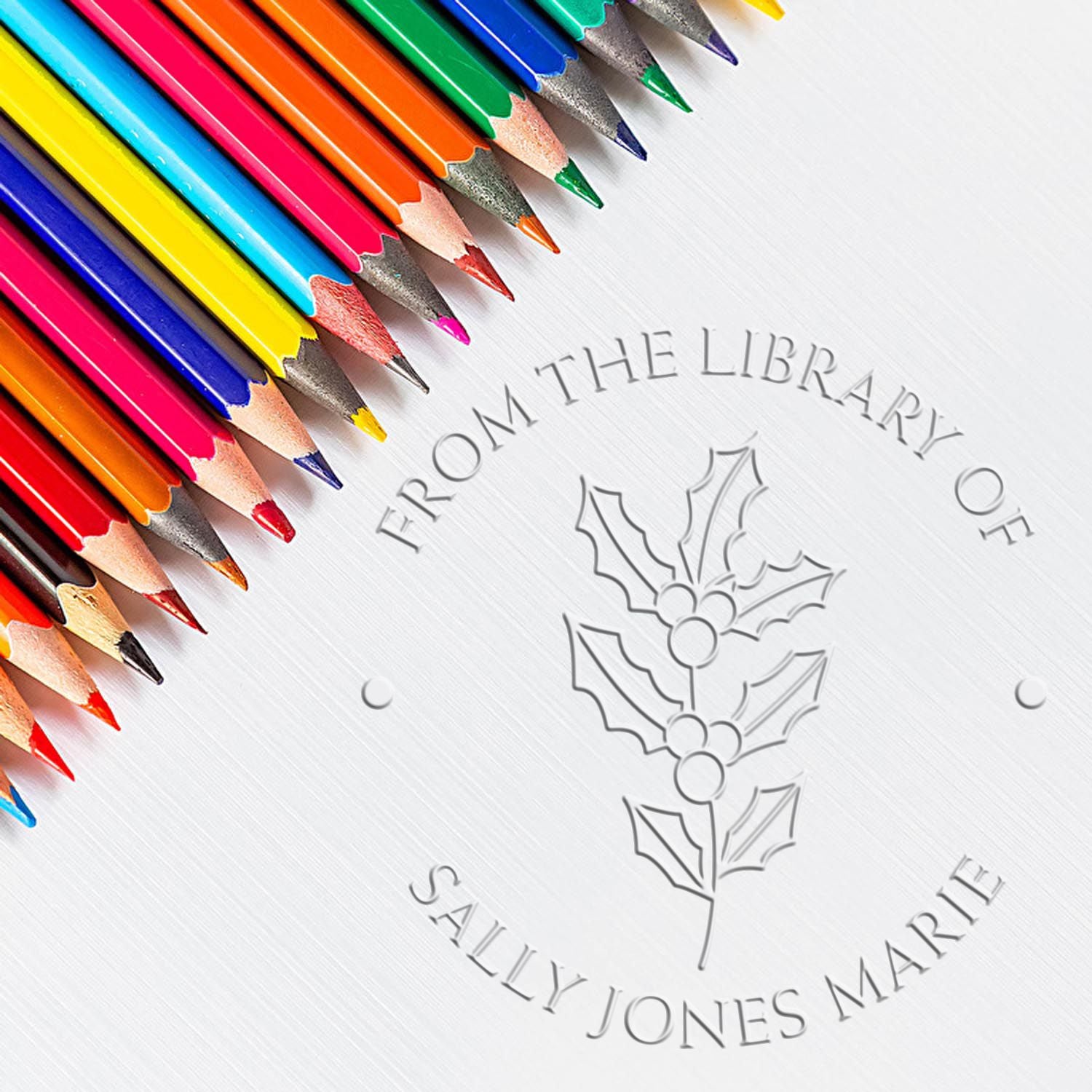 Desk December Holly Custom Made Reader Embosser - Engineer Seal Stamps