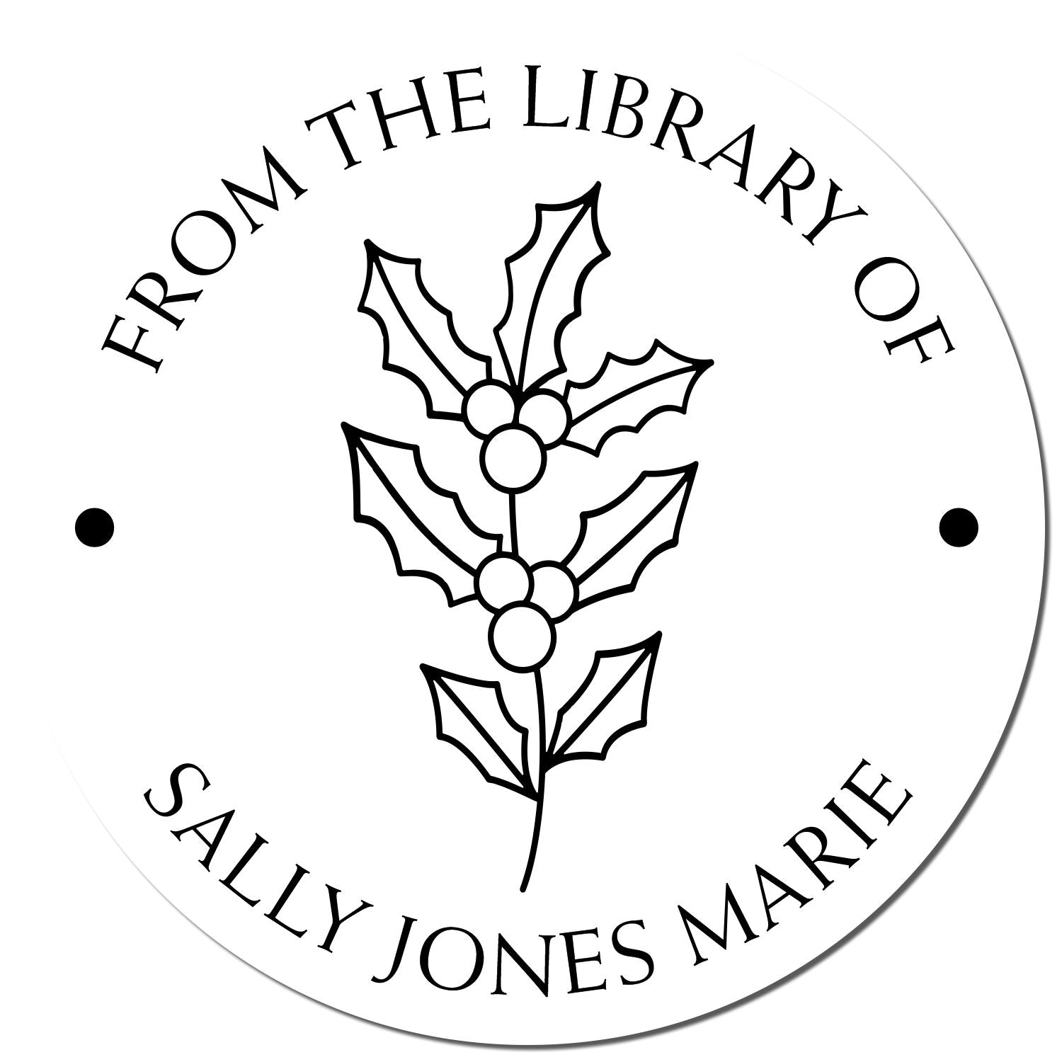 Pre-Inked December Holly Customized Book Name Stamp - Engineer Seal Stamps