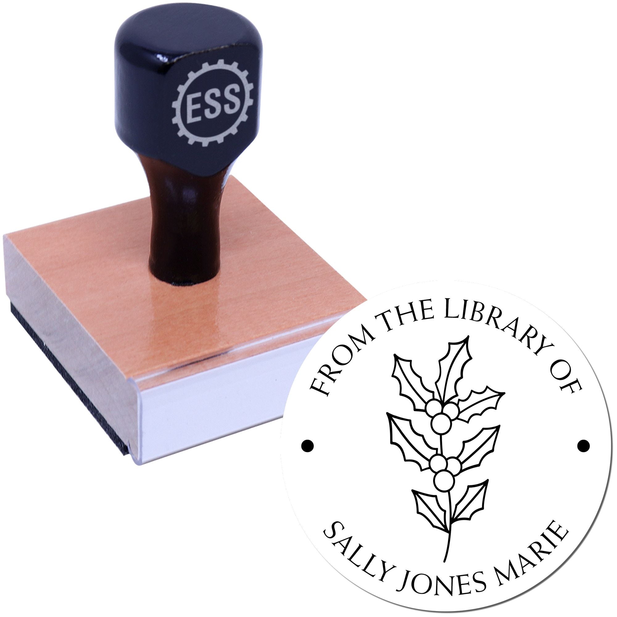 Wood Handle December Holly Custom Belongs To Stamp - Engineer Seal Stamps