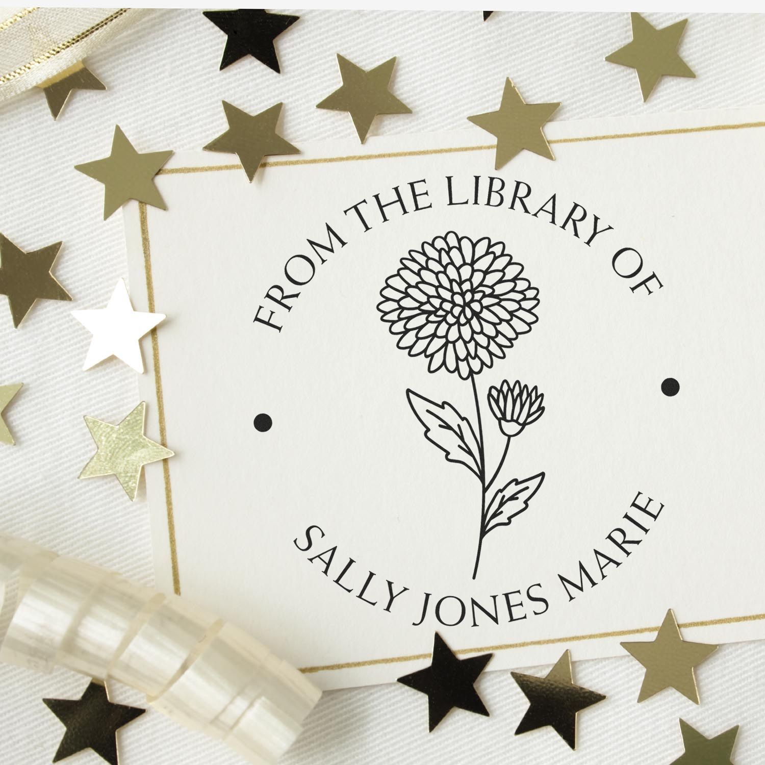 Pre-Inked November Chrysantemum Customized Book Ownership Stamp - Engineer Seal Stamps