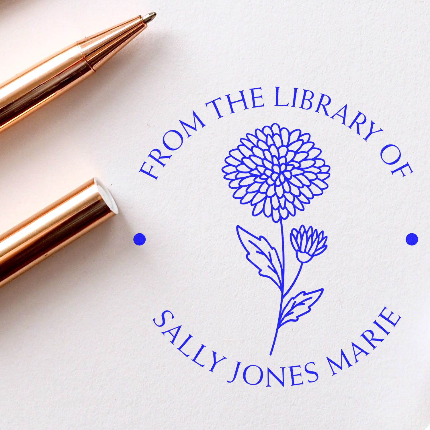 PSI Pre-Inked November Chrysantemum Personalized Book Lover Stamp - Engineer Seal Stamps