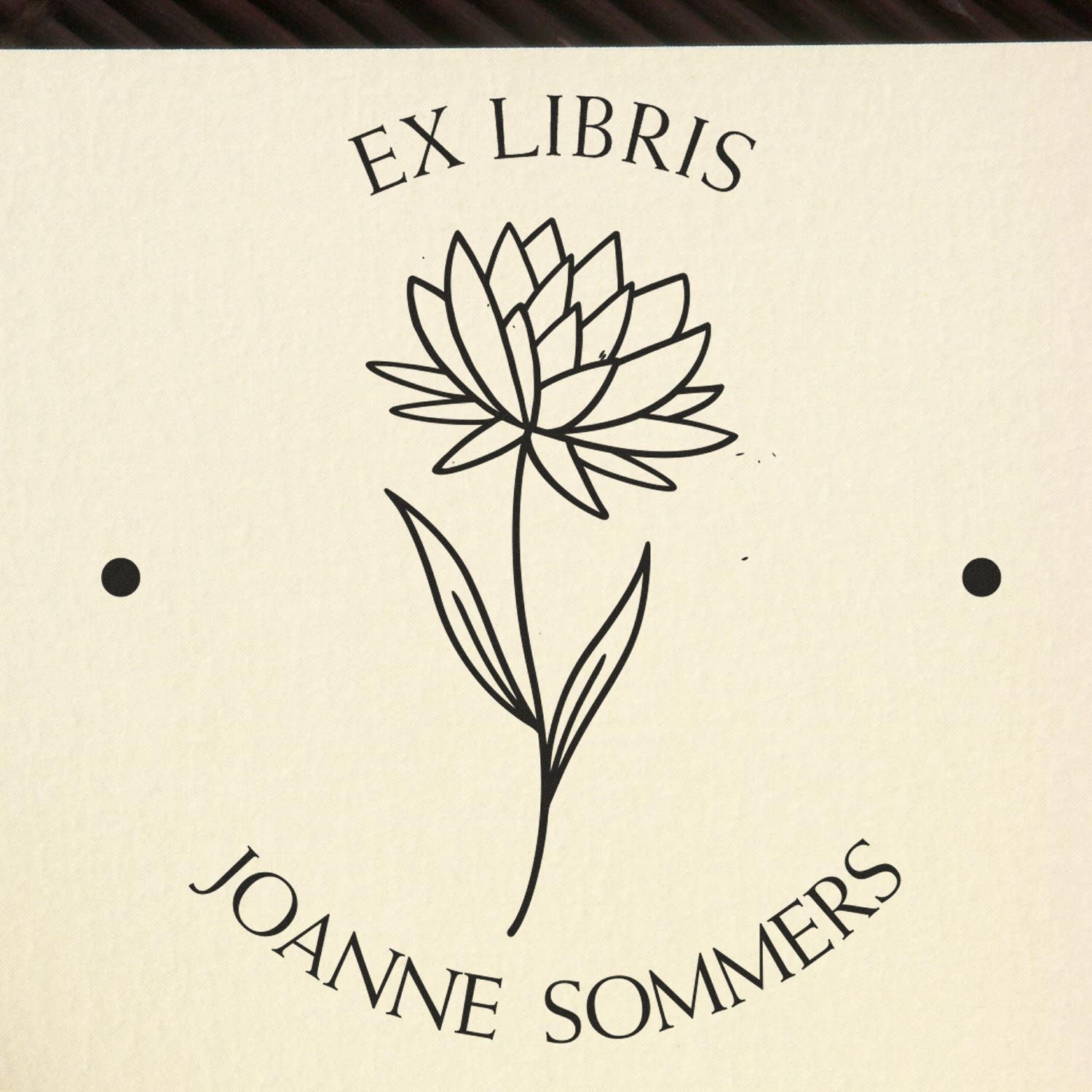 Wood Handle July Water Lily Custom Book Library Stamp - Engineer Seal Stamps