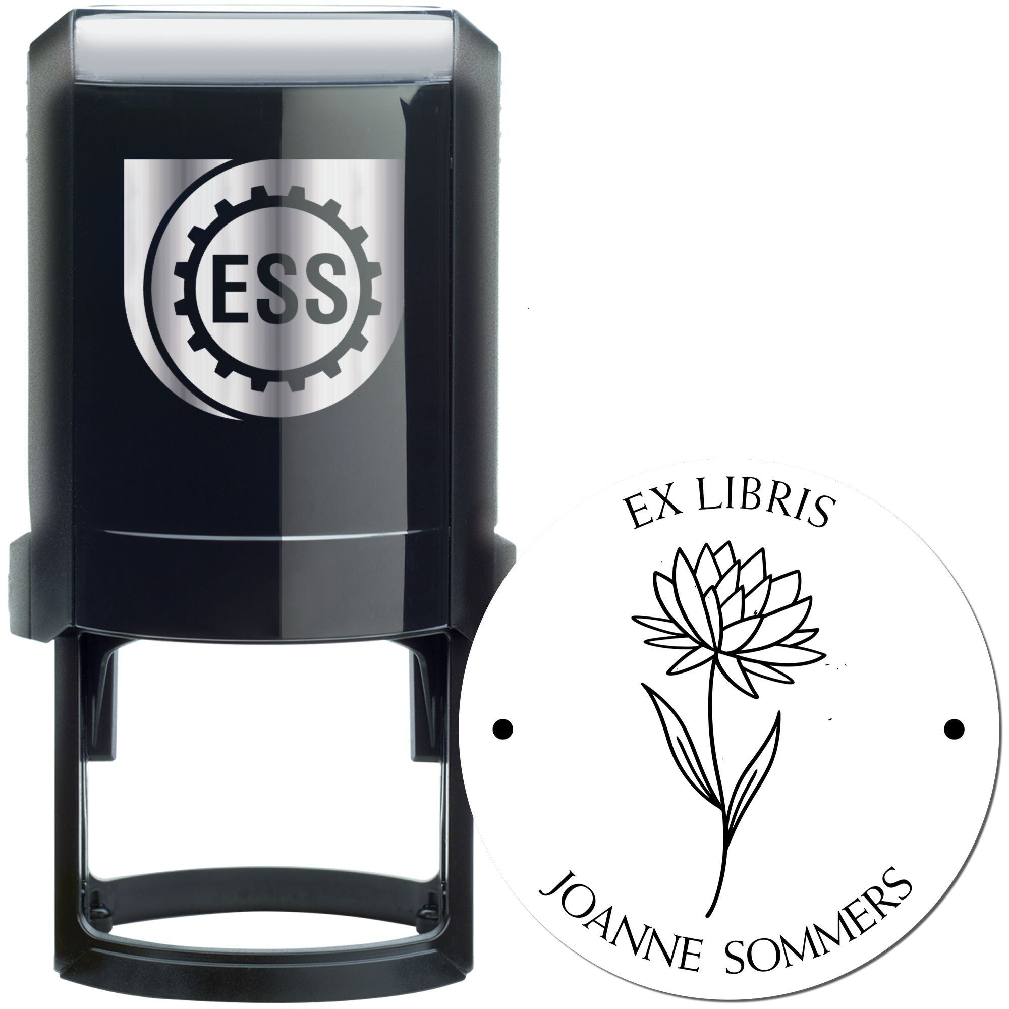 Self-Inking July Water Lily Custom Made Book Name Stamp - Engineer Seal Stamps