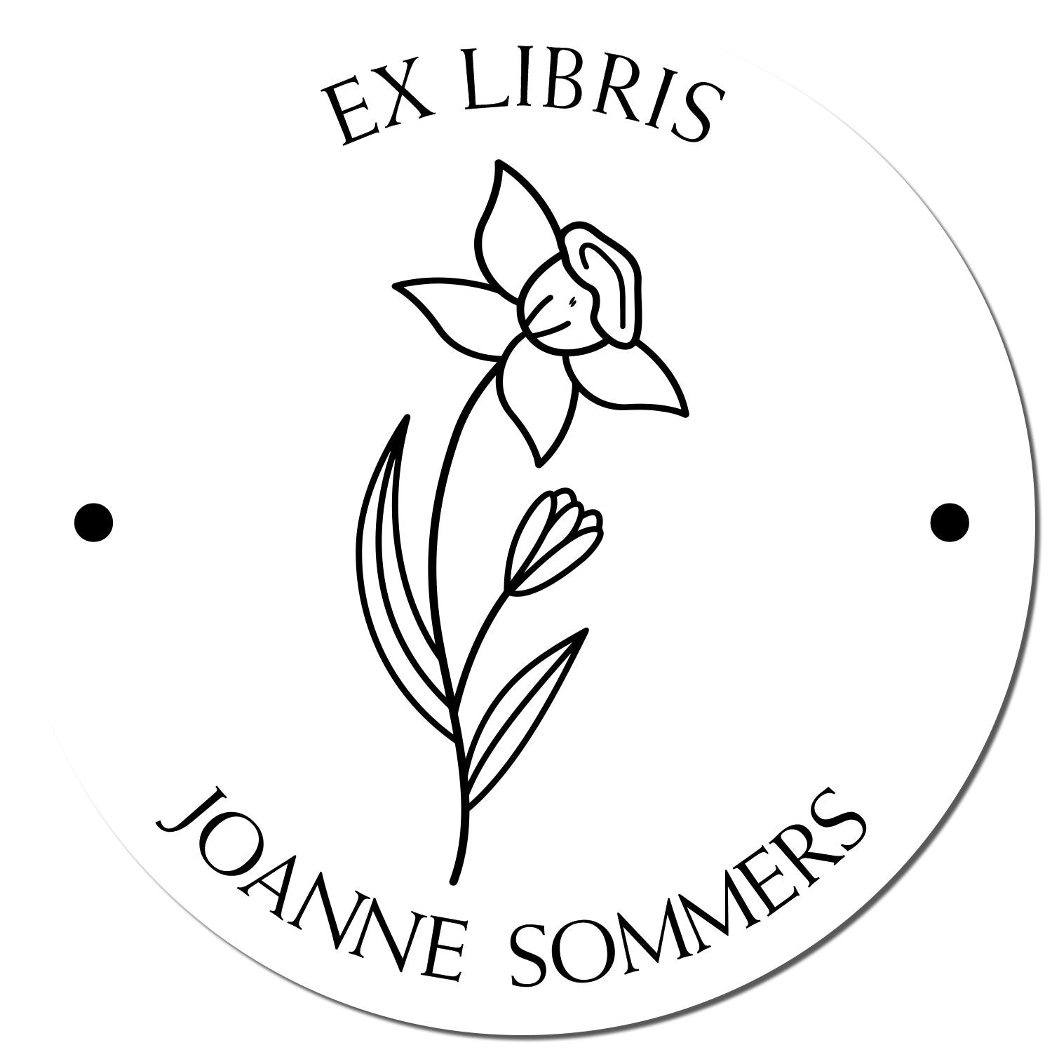 Pre-Inked March Daffodil Customized Bookworm Stamp - Engineer Seal Stamps