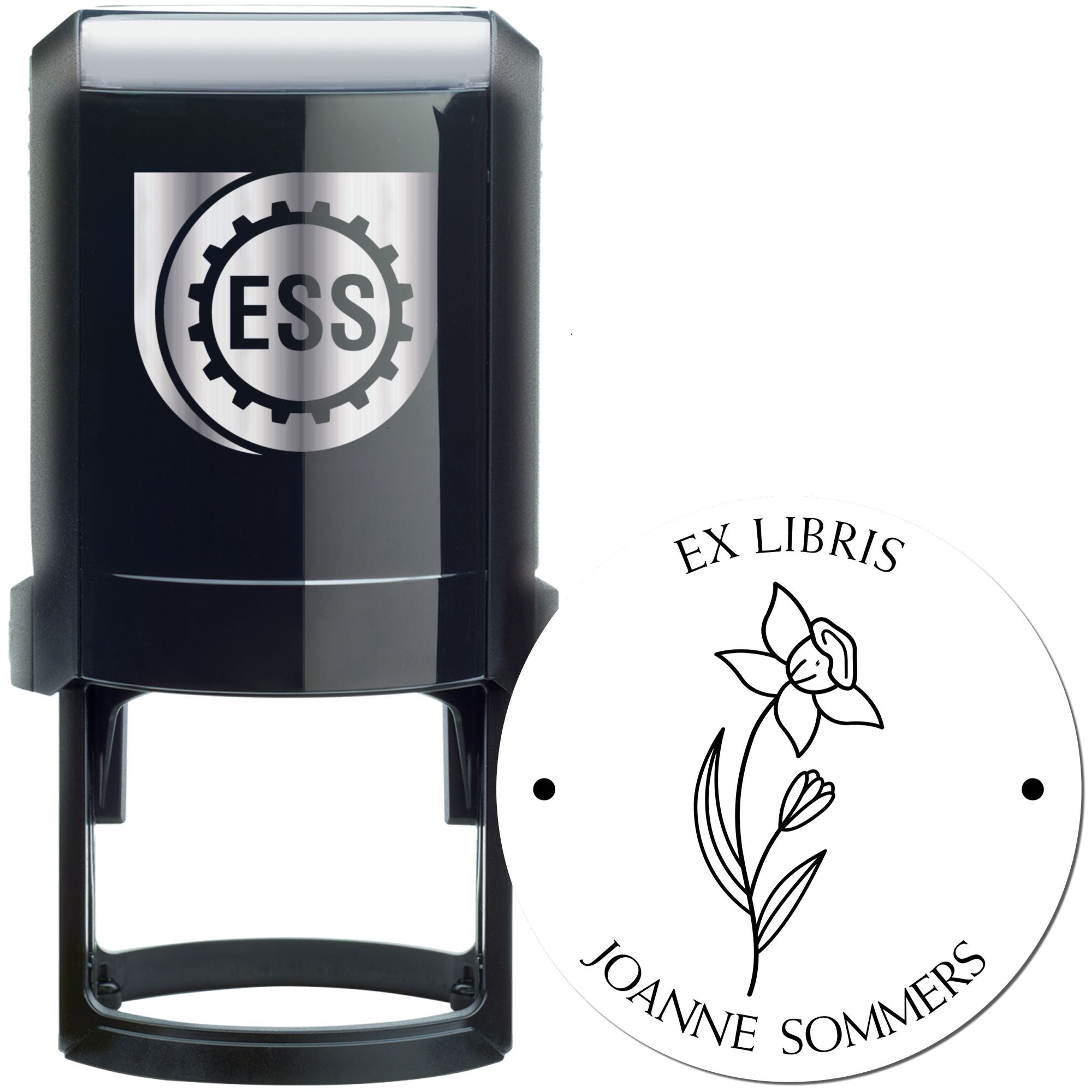 Self-Inking March Daffodil Custom Made Book Ownership Stamp - Engineer Seal Stamps