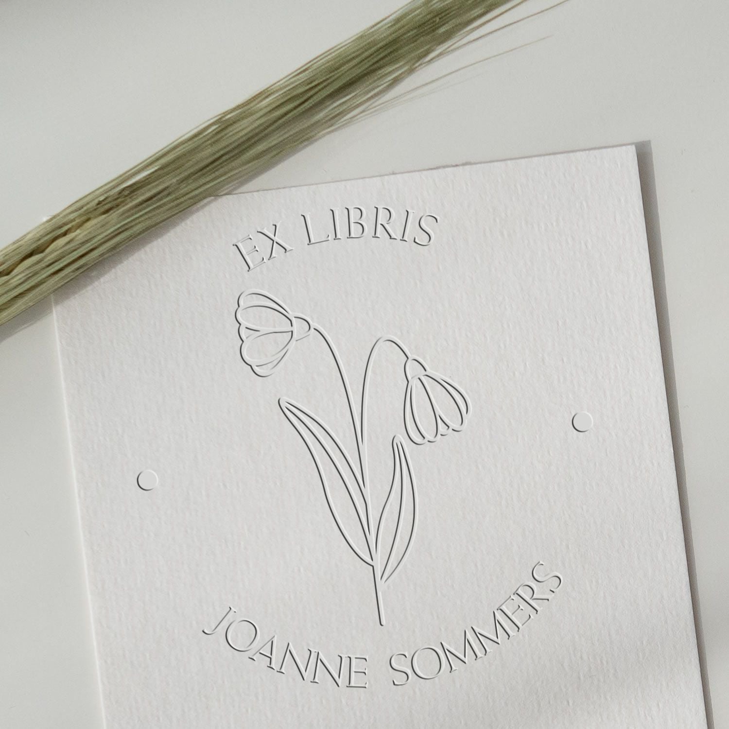 Hybrid January Snowdrop Custom Made Private Library Embossed Stamp - Engineer Seal Stamps
