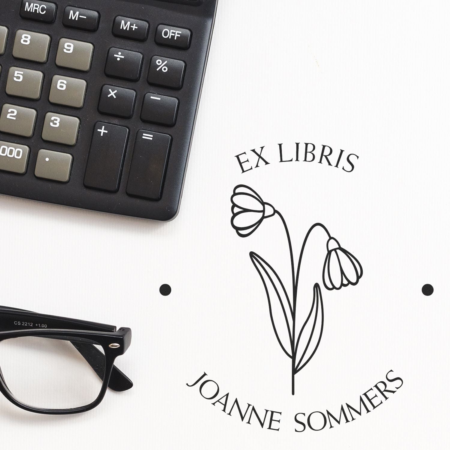 Self-Inking January Snowdrop Custom Made Book Ownership Label Stamp - Engineer Seal Stamps