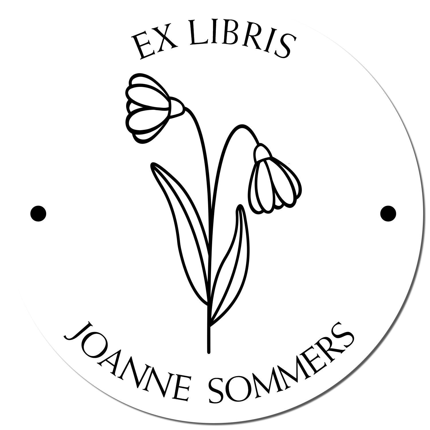 Self-Inking January Snowdrop Custom Made Book Ownership Label Stamp - Engineer Seal Stamps