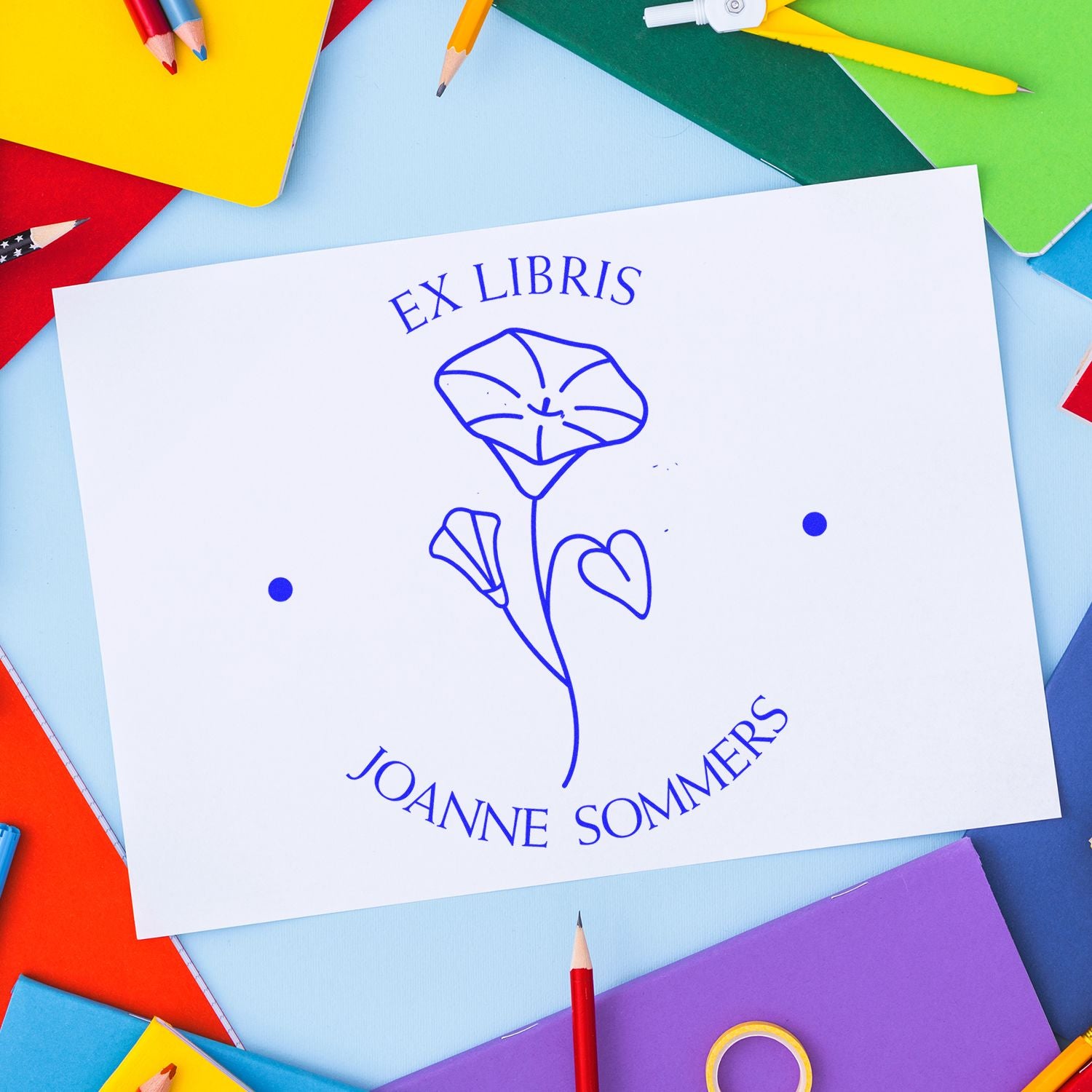 Pre-Inked September Morning Glory Customized Library Stamp - Engineer Seal Stamps