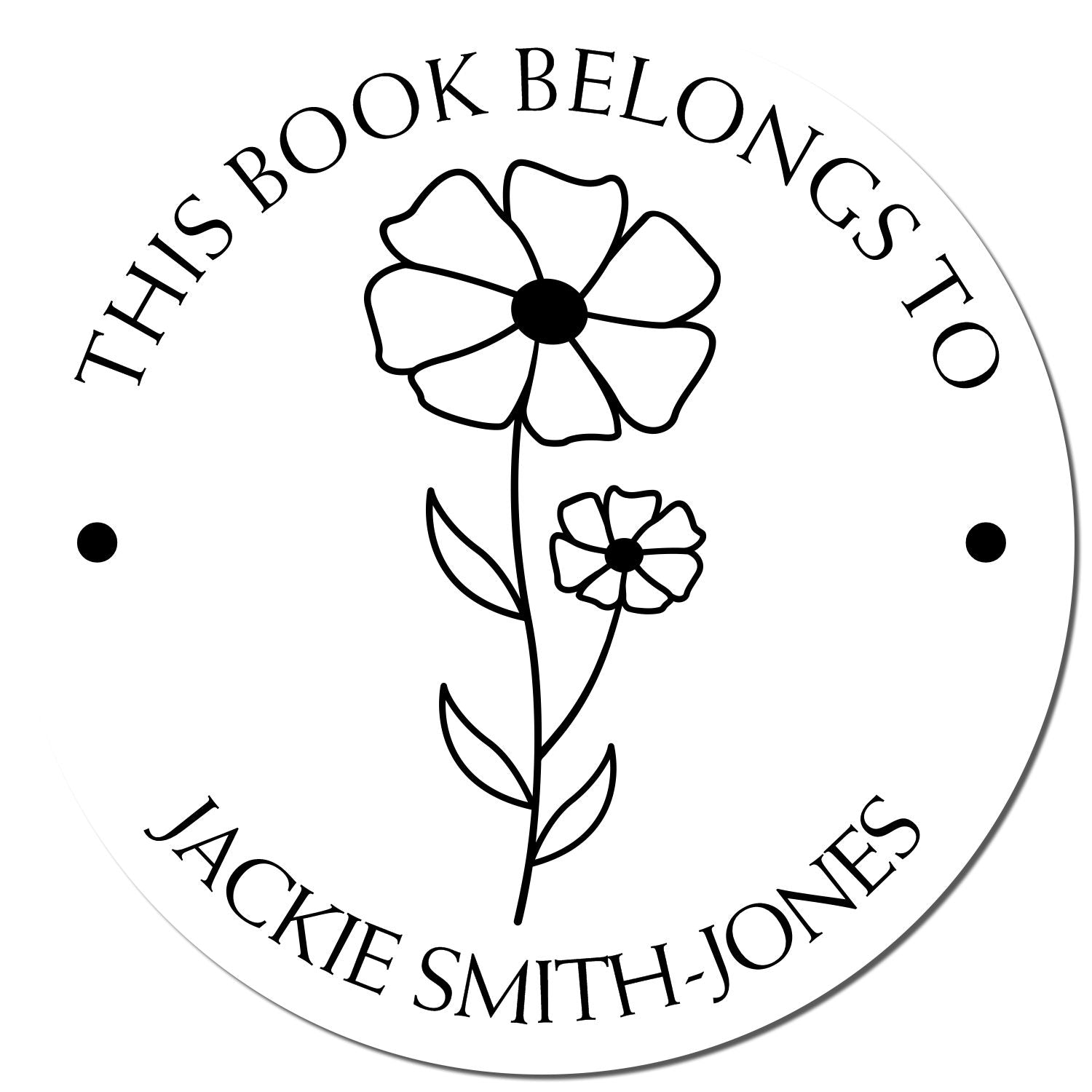 Wood Handle October Cosmos Custom Book Ownership Label Stamp - Engineer Seal Stamps