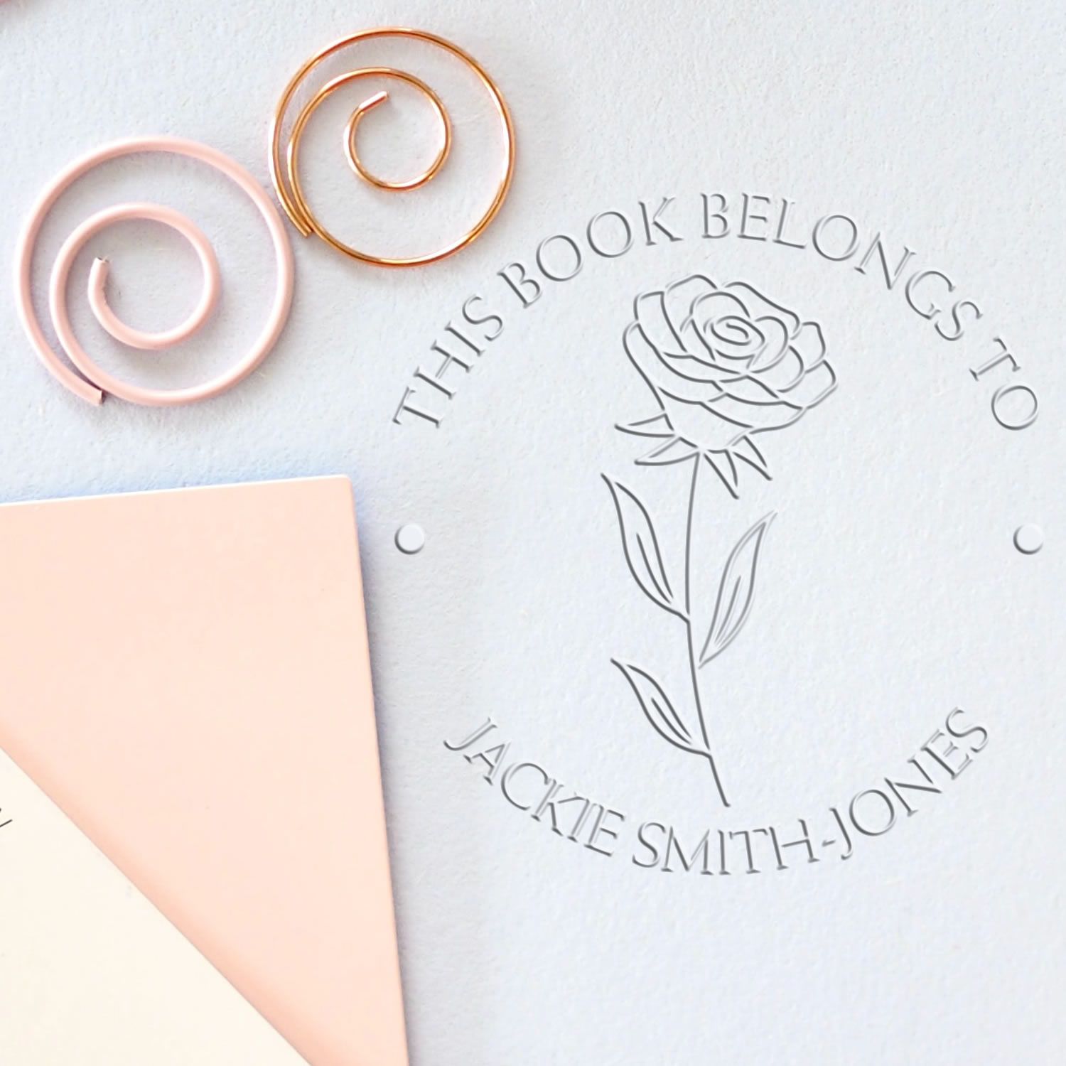 Soft June Rose Custom Made My Library Embossing Seal