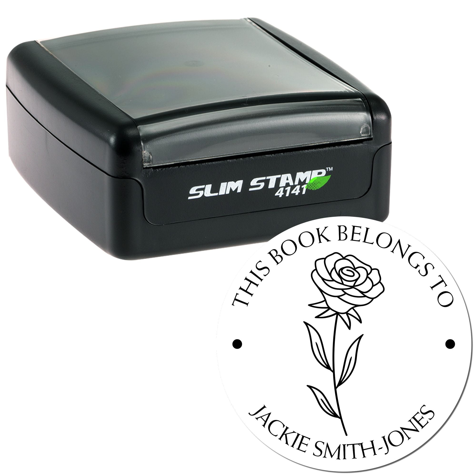 Pre-Inked June Rose Customized Library Name Stamp - Engineer Seal Stamps