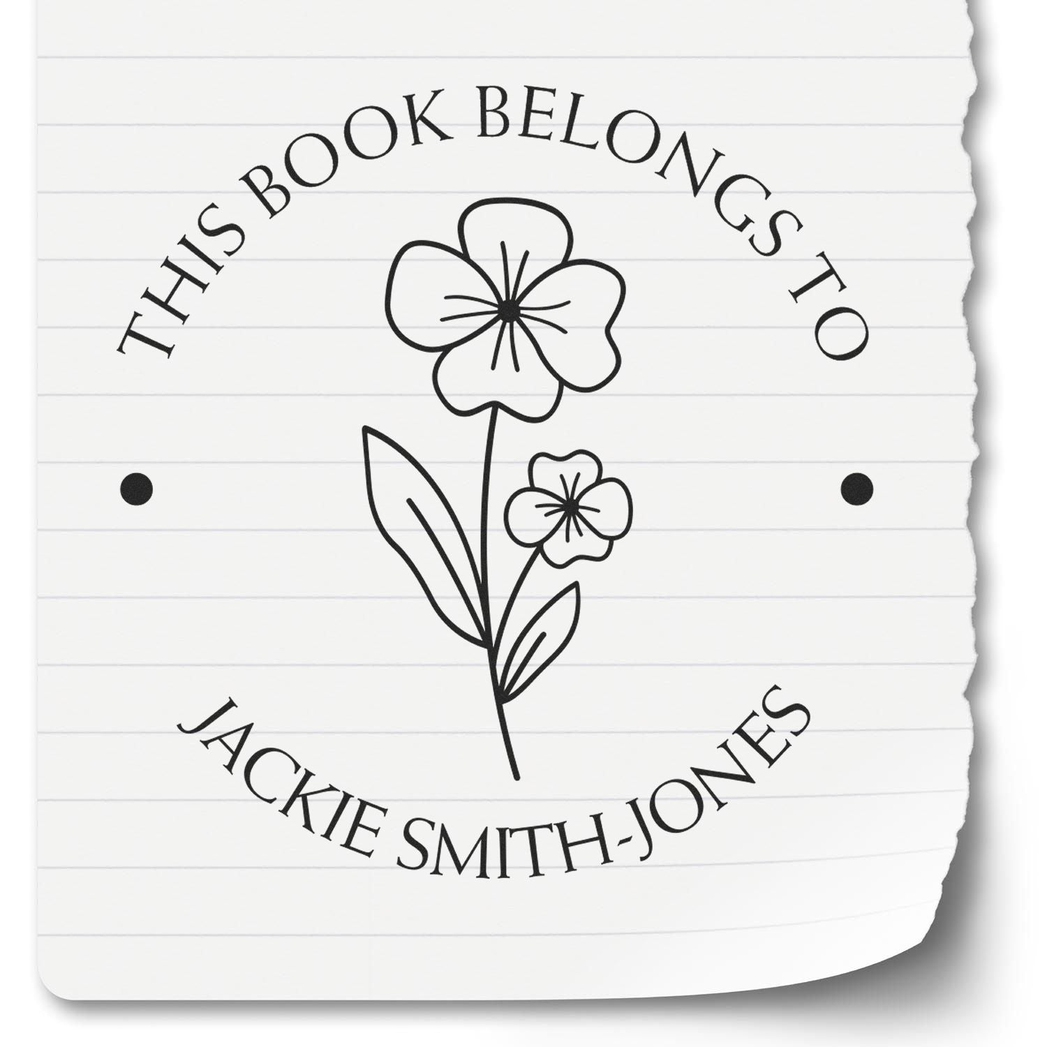 Wood Handle February Violet Custom Bookplate Stamp - Engineer Seal Stamps