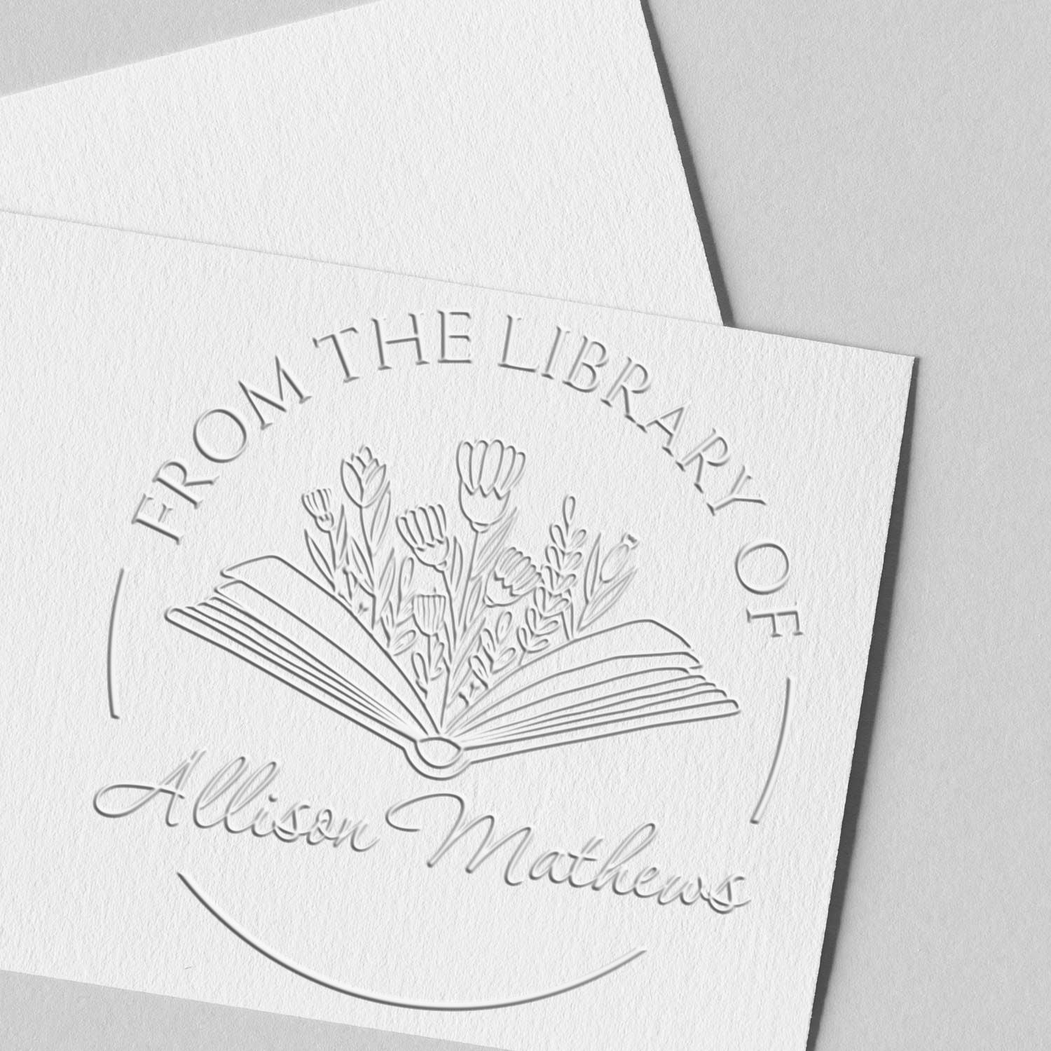 Desk Lively Flowers with Book Custom Ownership Embosser - Engineer Seal Stamps