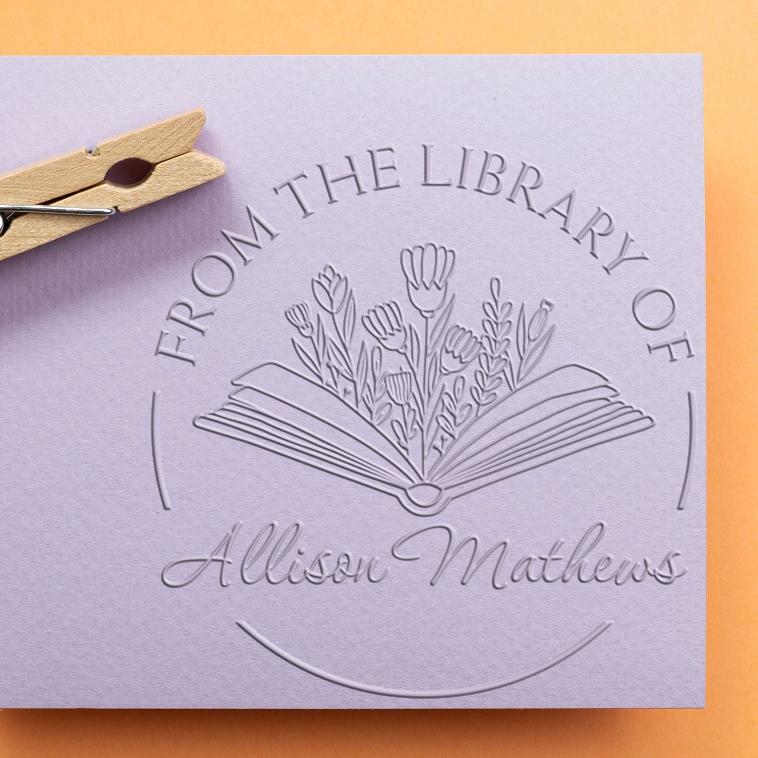 Hybrid Lively Flowers with Book Custom Library Paper Embosser - Engineer Seal Stamps