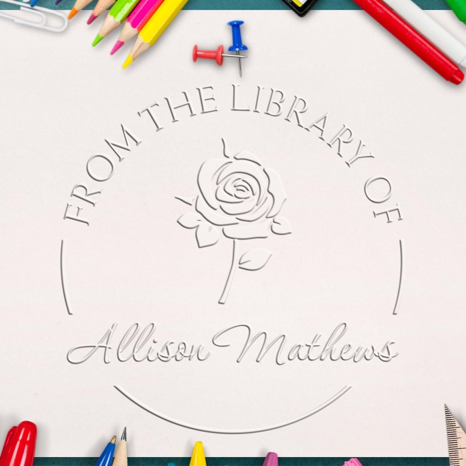 Soft Prolific Rose Custom Book Name Embossing Seal