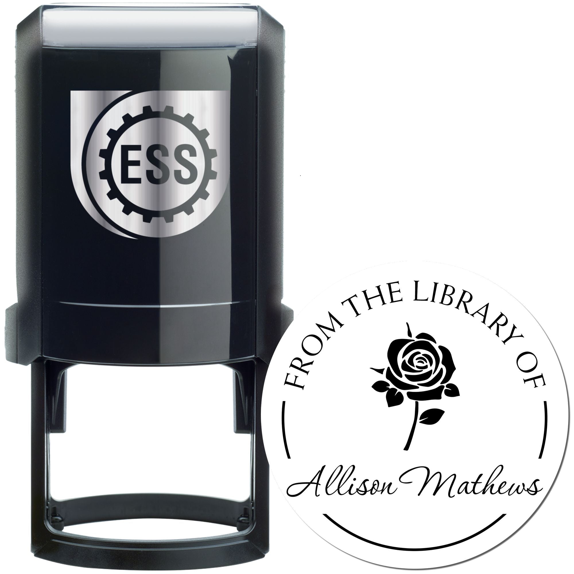 Self-Inking Prolific Rose Customized Personal Library Stamp - Engineer Seal Stamps