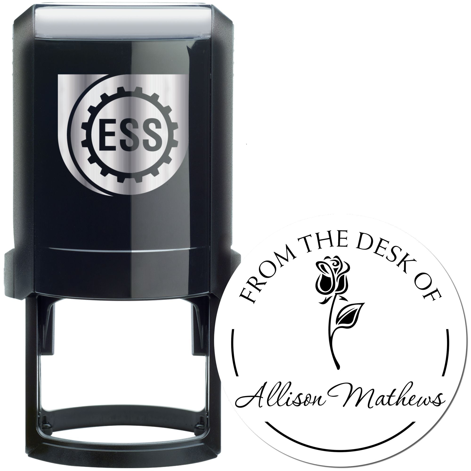 Self-Inking Tranquil Rose Stem Customized Personal Library Stamper - Engineer Seal Stamps