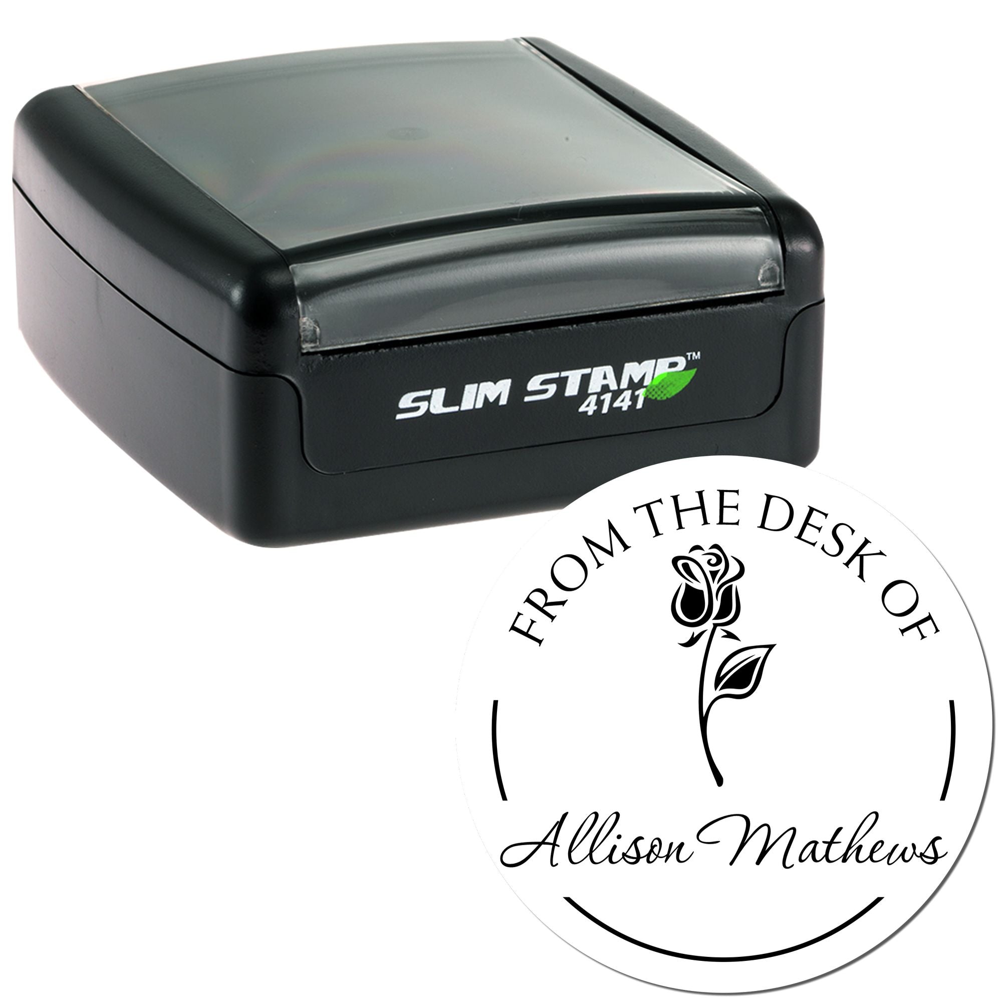 Pre-Inked Tranquil Rose Stem Customized Ex Libris Stamp - Engineer Seal Stamps