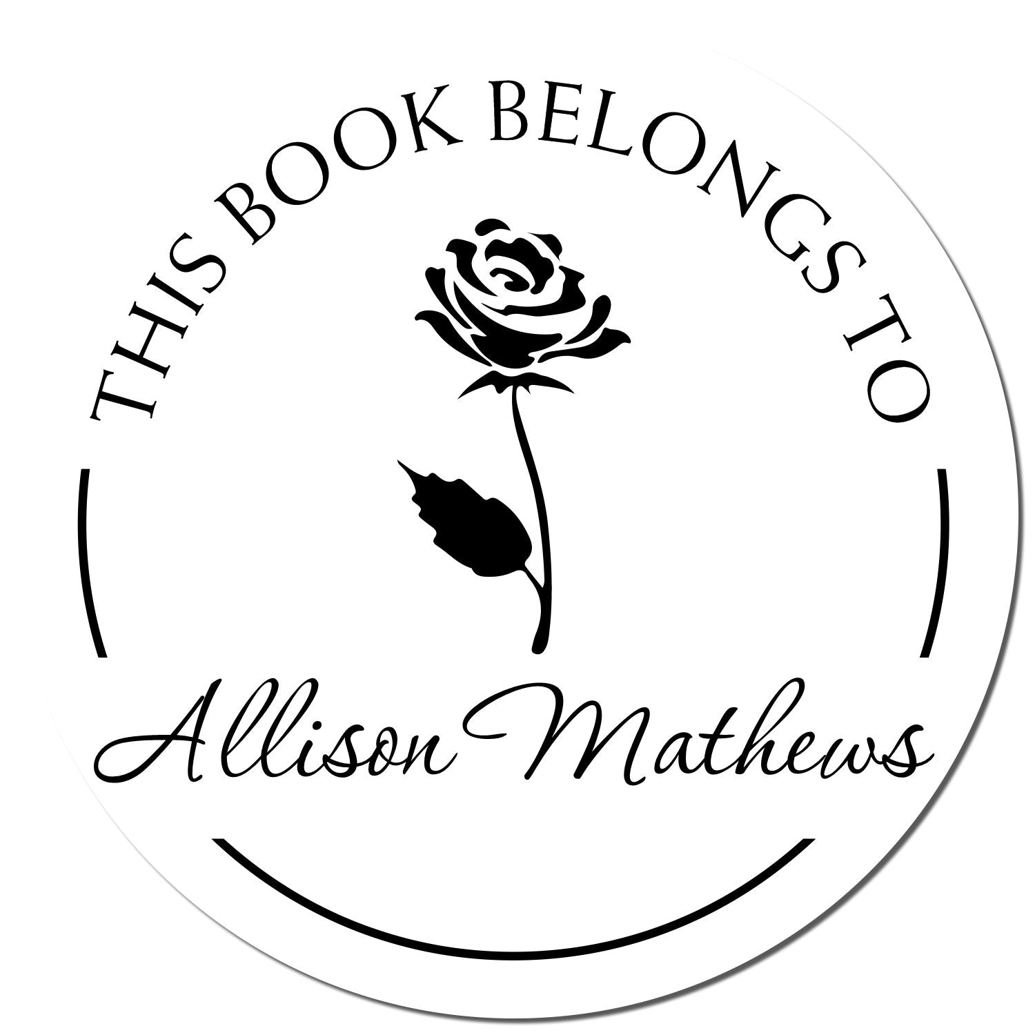 Self-Inking Pretty Rose Petals Customized Private Library Stamp - Engineer Seal Stamps