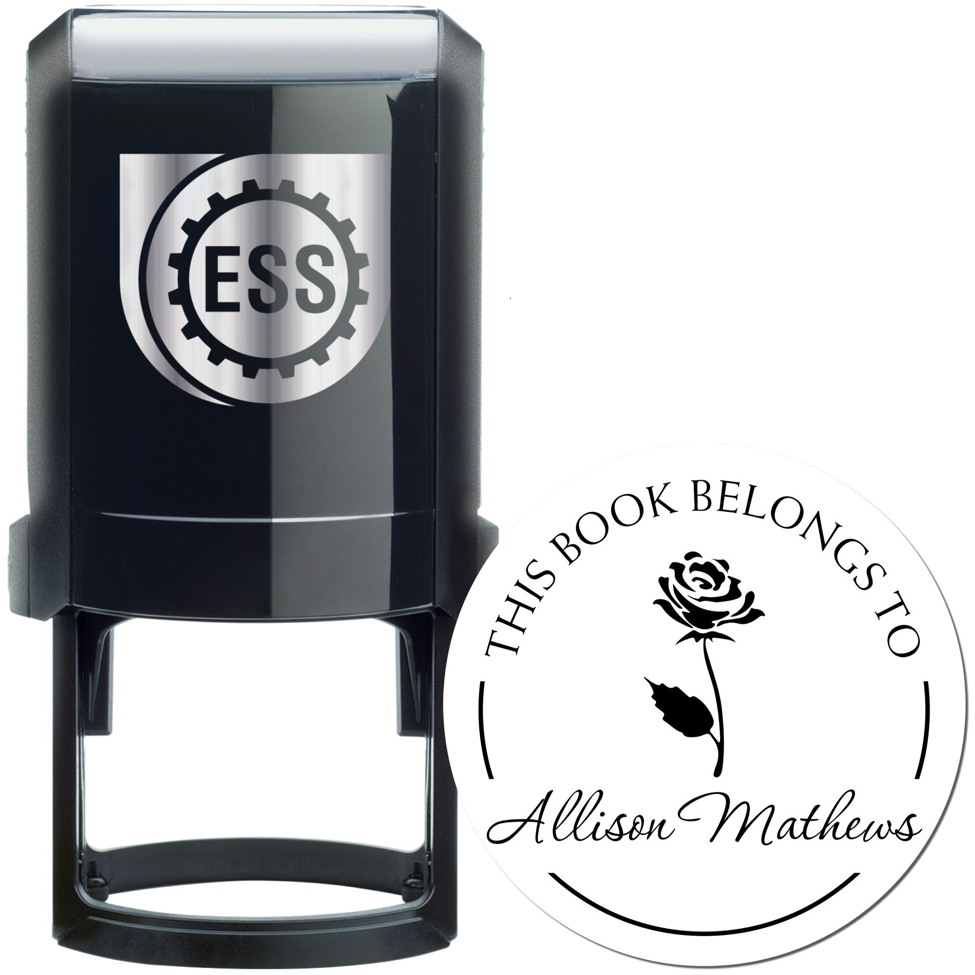 Self-Inking Pretty Rose Petals Customized Private Library Stamp - Engineer Seal Stamps