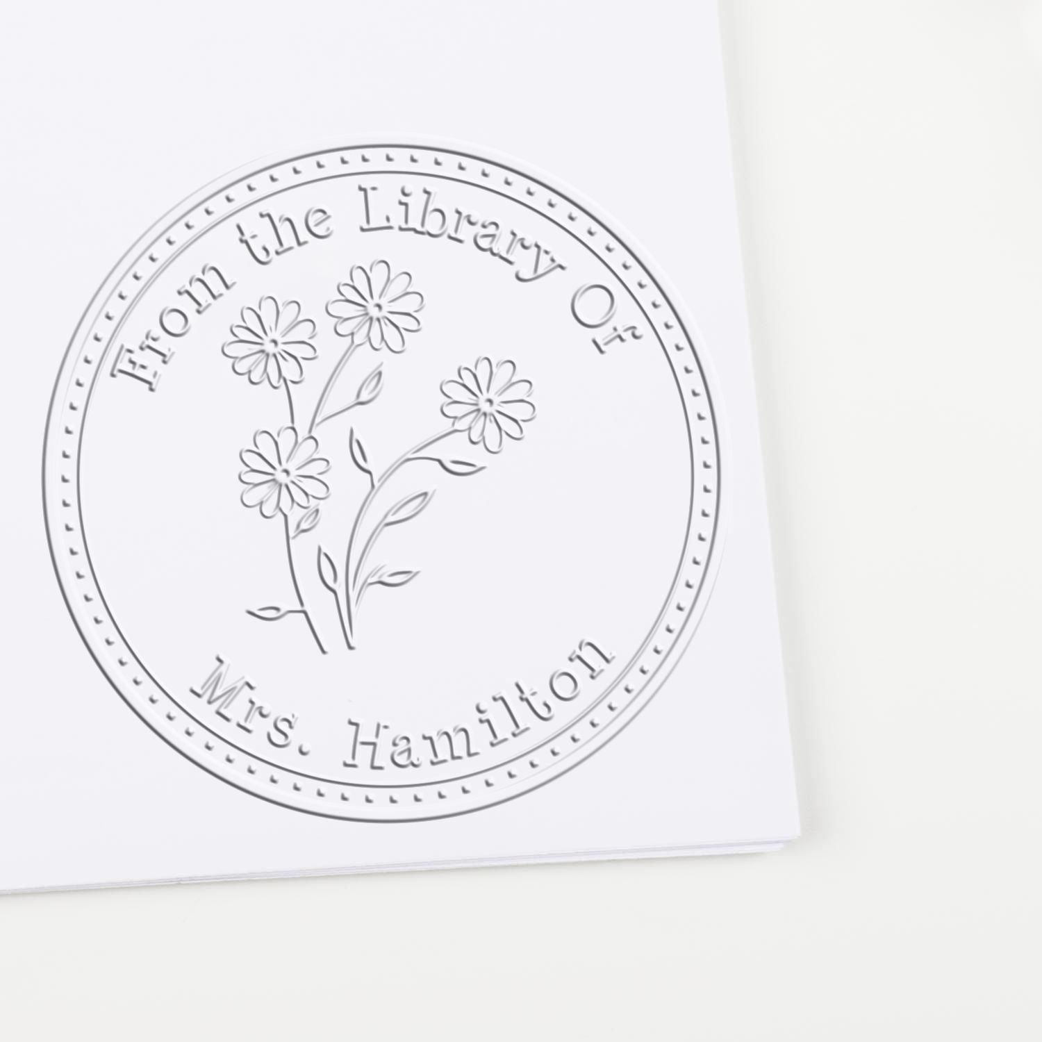 Desk Colorful Daisy Bouquet Custom Made Book Property Embossed Stamp - Engineer Seal Stamps
