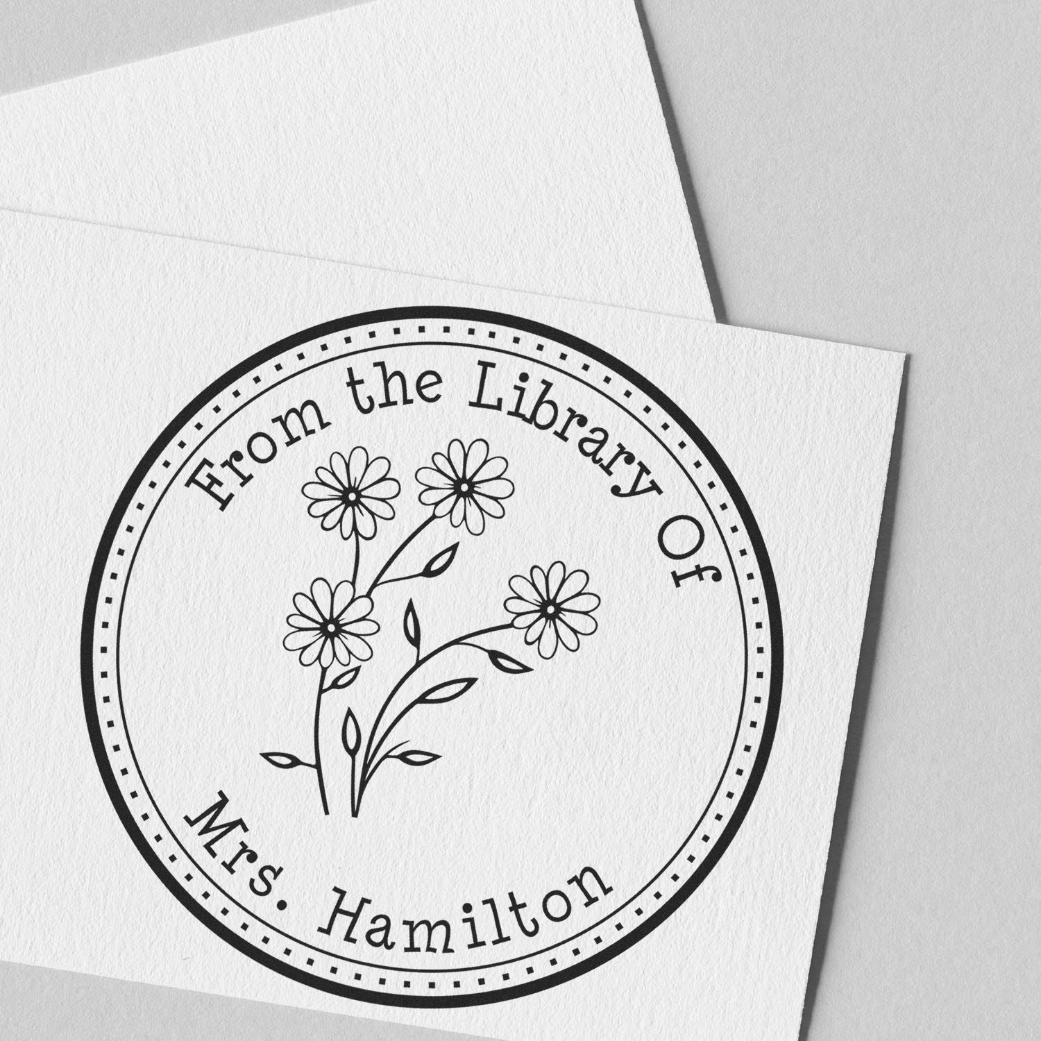 Self-Inking Colorful Daisy Bouquet Custom Private Library Stamper - Engineer Seal Stamps