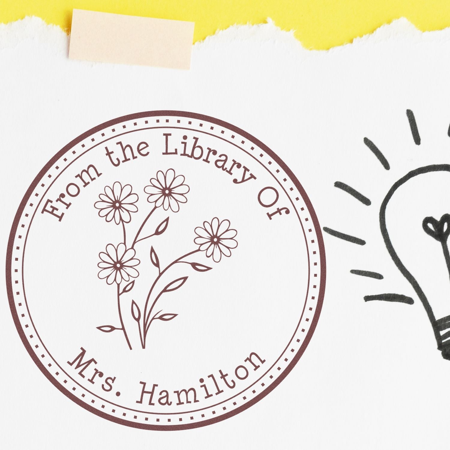 PSI Pre-Inked Colorful Daisy Bouquet Custom Made Love It Stamper - Engineer Seal Stamps