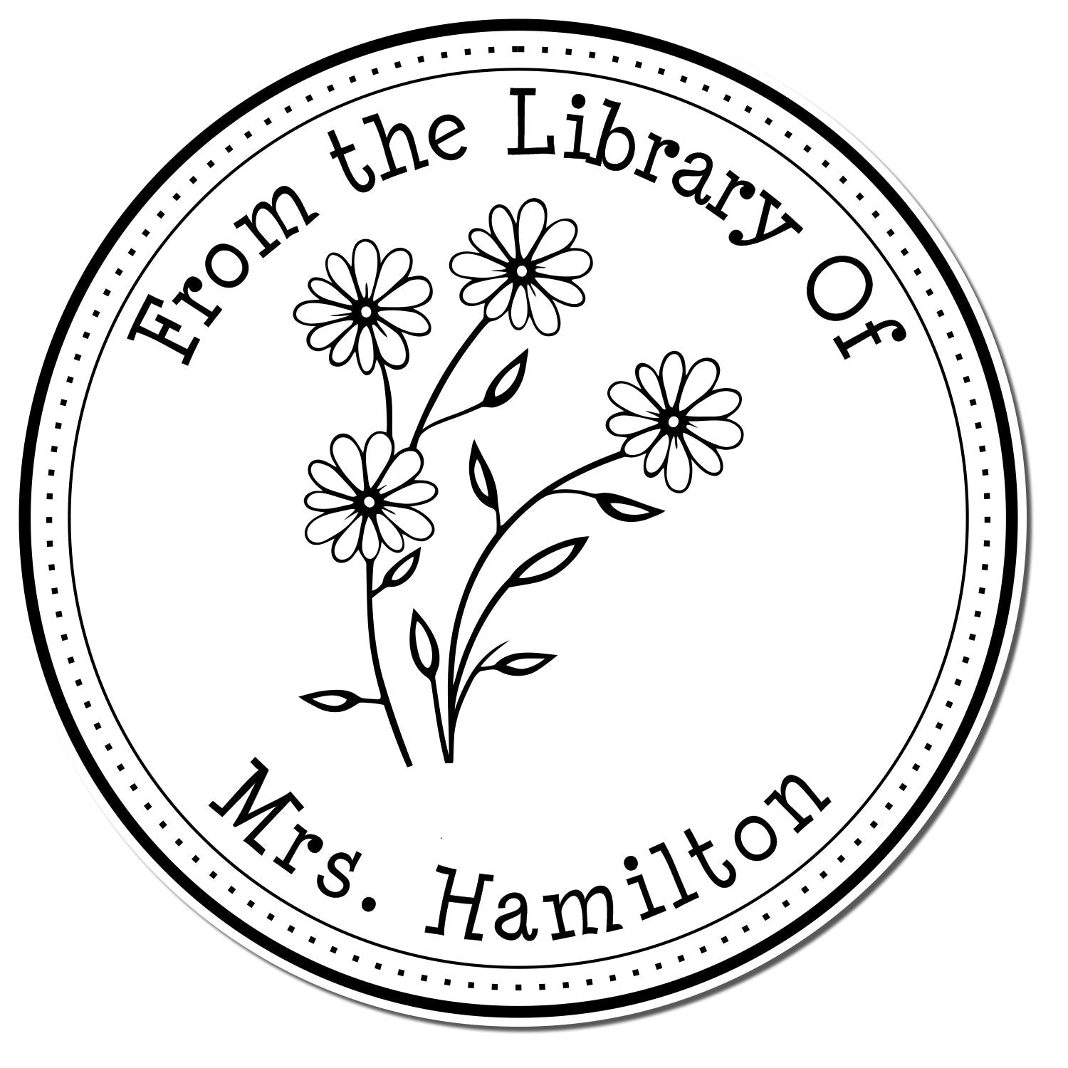 Pre-Inked Colorful Daisy Bouquet Personalized Bookworm Stamper - Engineer Seal Stamps