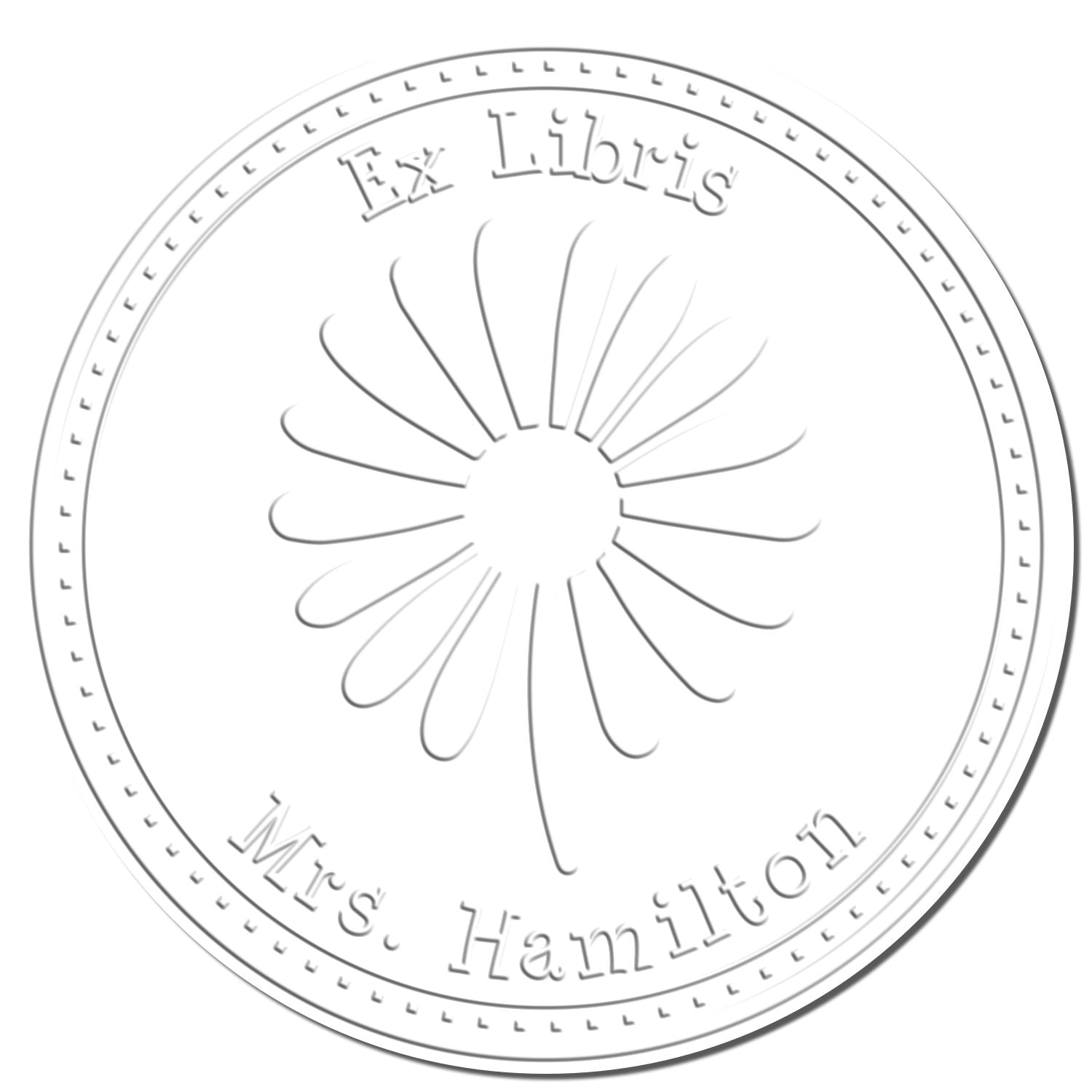 Desk Ravishing Daisy Custom Library Name Embossed Stamp - Engineer Seal Stamps