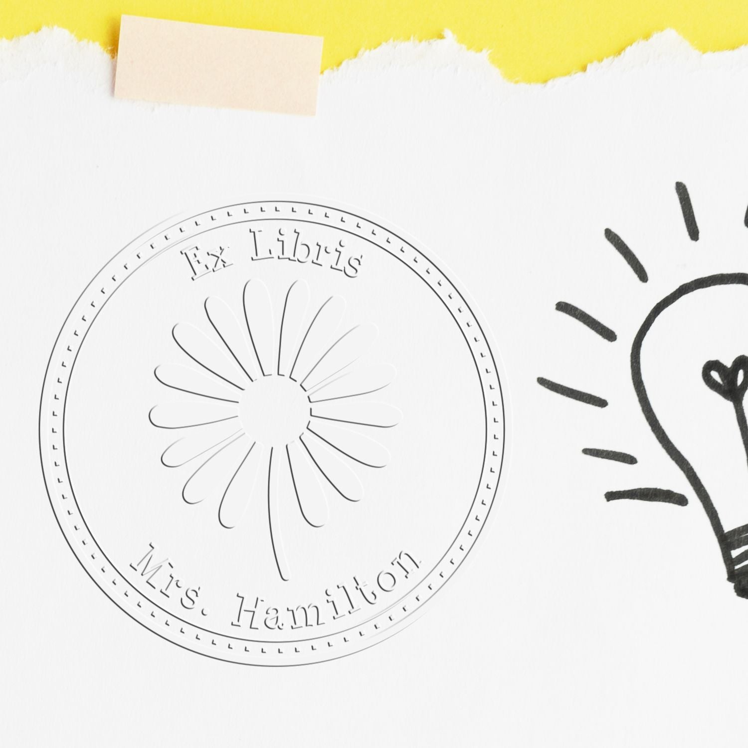 Soft Ravishing Daisy Custom Belongs To Embossed Stamp - Engineer Seal Stamps