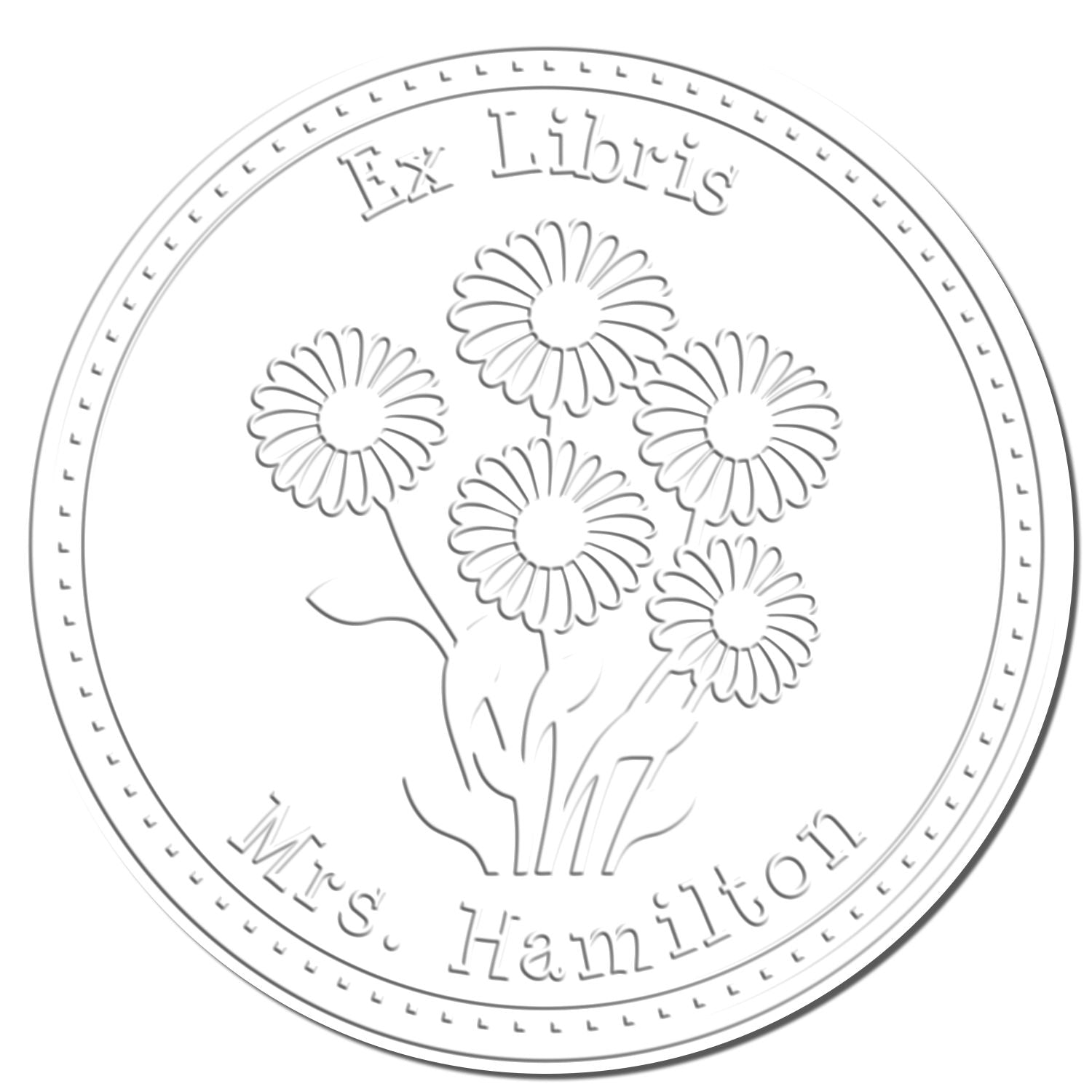 Desk Glistening Daisy Bouquet Custom Library Name Embosser - Engineer Seal Stamps