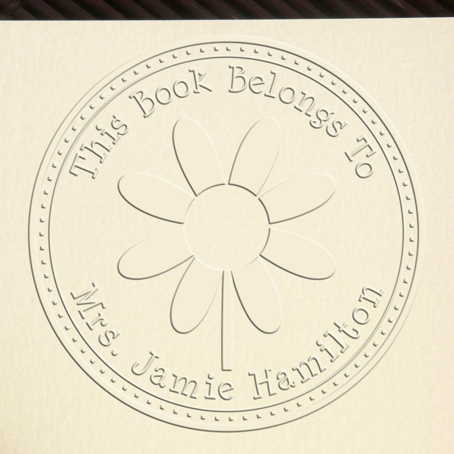 Hybrid Dreamy Daisy Custom Book Ownership Label Embossed Stamp - Engineer Seal Stamps