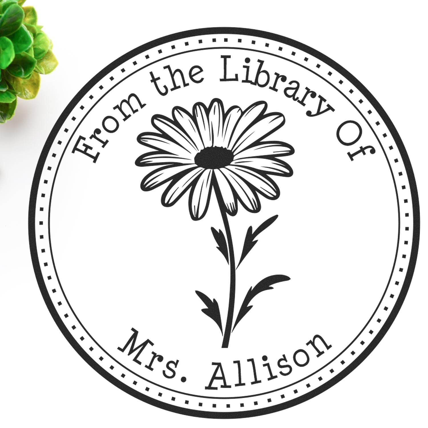Wood Handle Scented Daisy Petals Personalized Bookworm Stamper