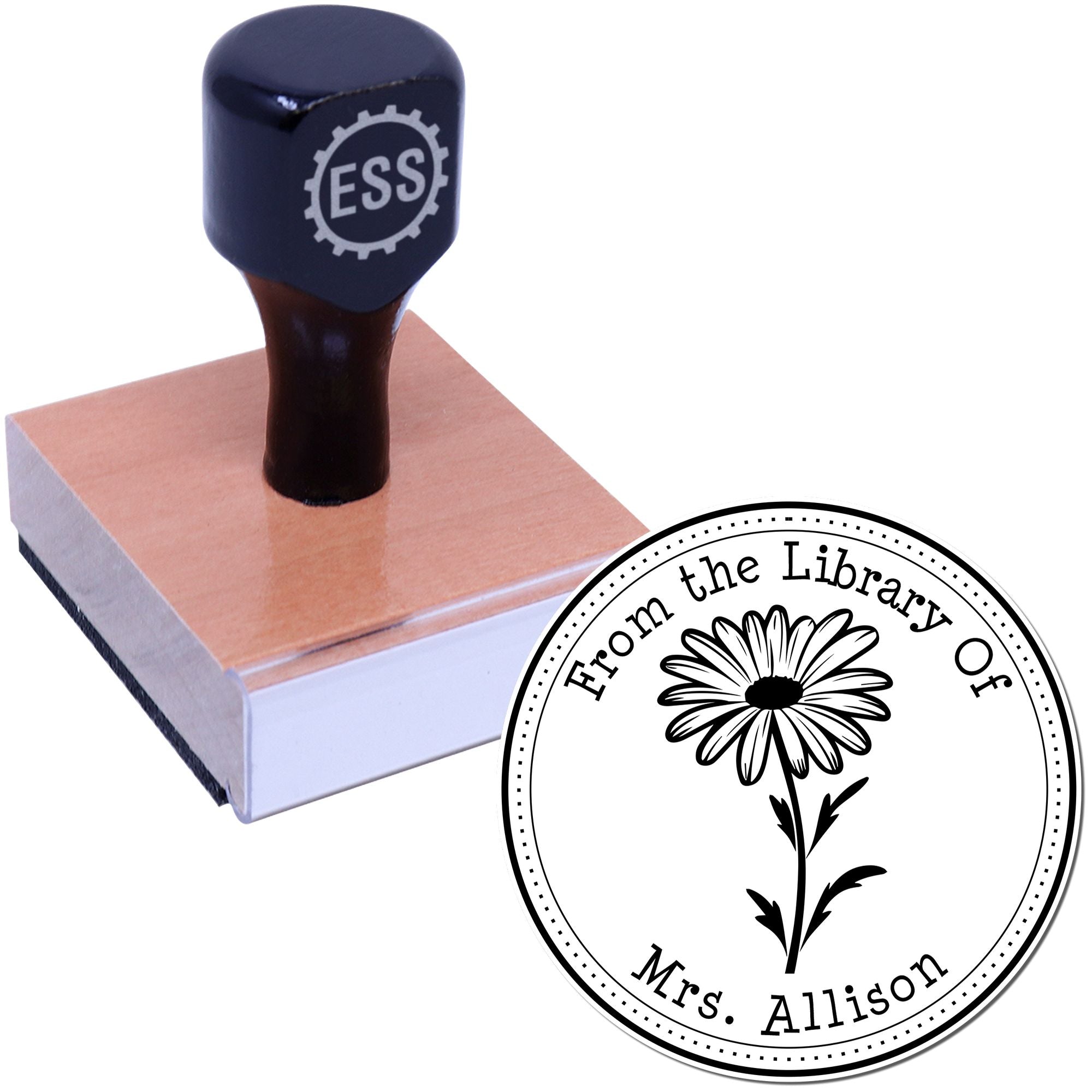 Wood Handle Scented Daisy Petals Personalized Bookworm Stamper