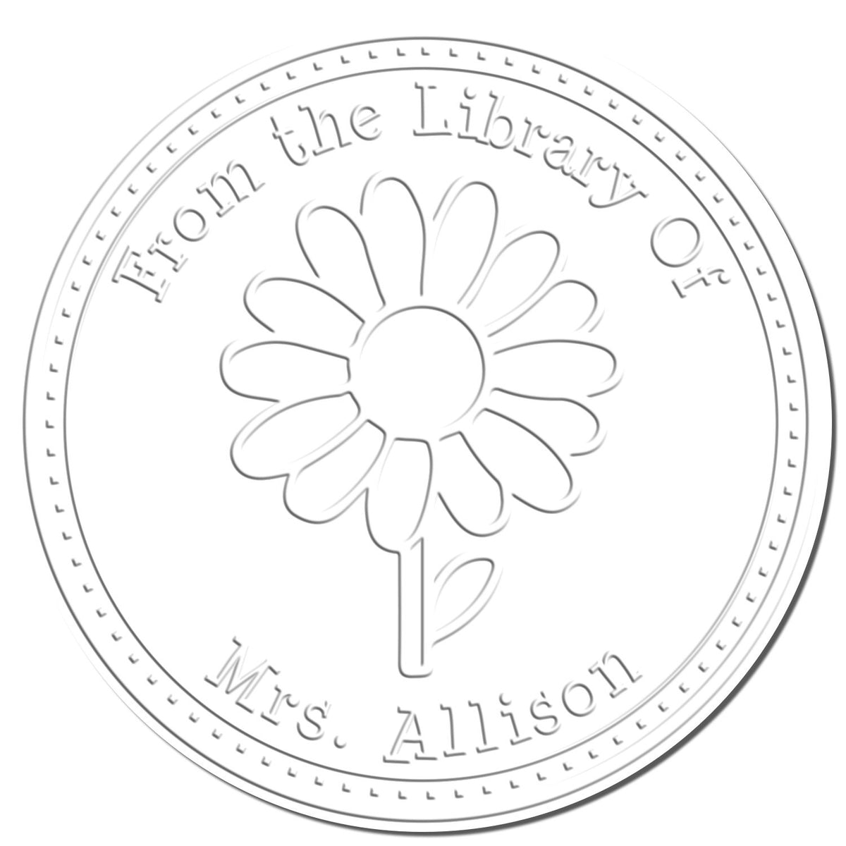 Shiny Soft Darling Meadow Daisy floral stamp with detailed imprint, perfect for custom sealing and craft projects.