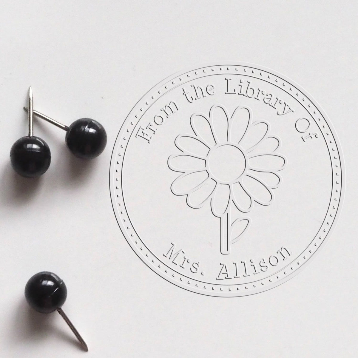 Shiny Soft Darling Meadow Daisy floral stamp in use, featuring detailed daisy design for custom sealing and crafting projects.