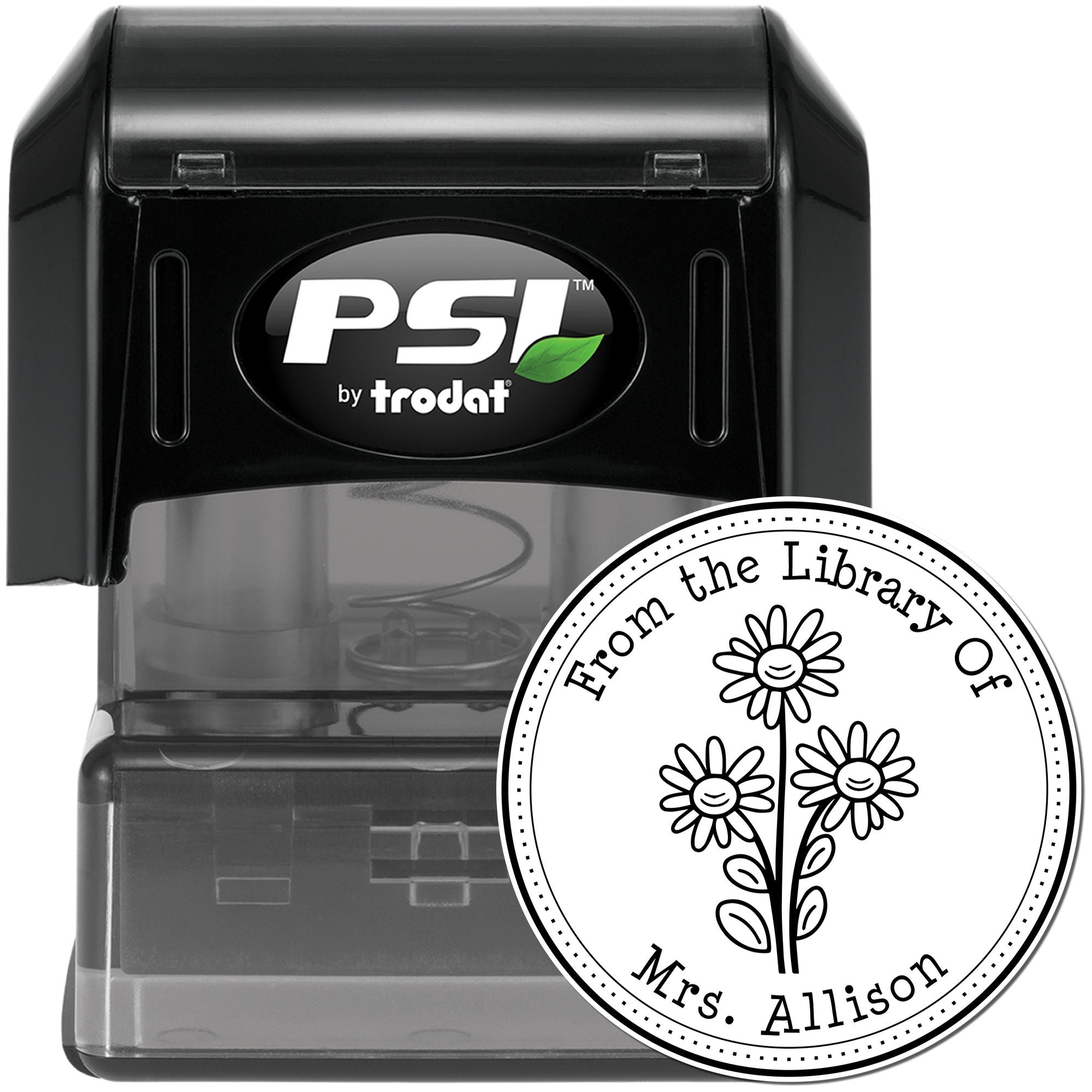 PSI Pre-Inked Captivating Daisy Bouquet Customized This Book Belongs To Stamper - Engineer Seal Stamps