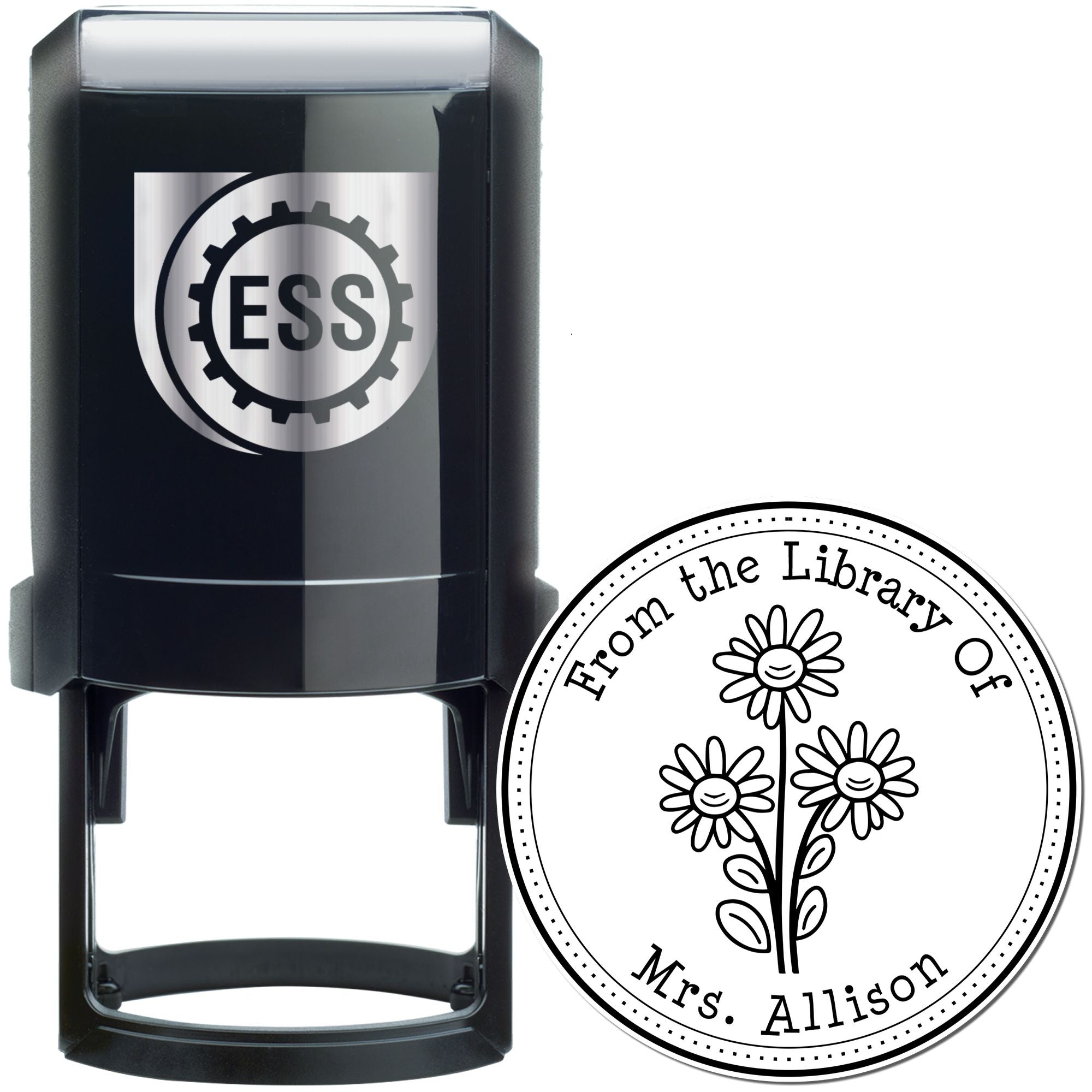 Self-Inking Captivating Daisy Bouquet Customized Book Name Stamp - Engineer Seal Stamps