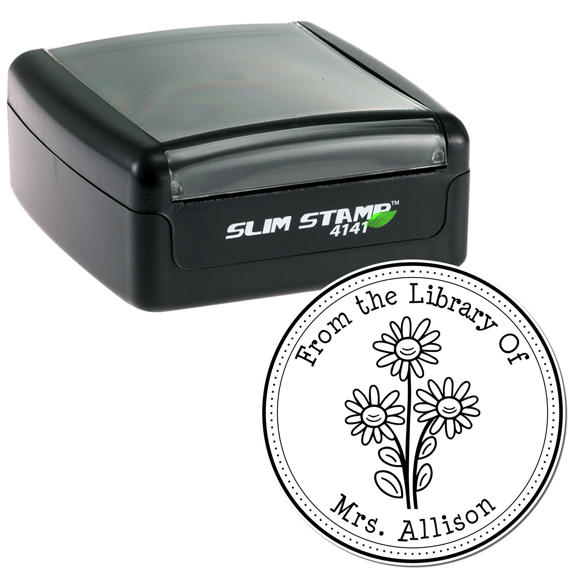 Pre-Inked Captivating Daisy Bouquet Personalized Book Library Stamp - Engineer Seal Stamps