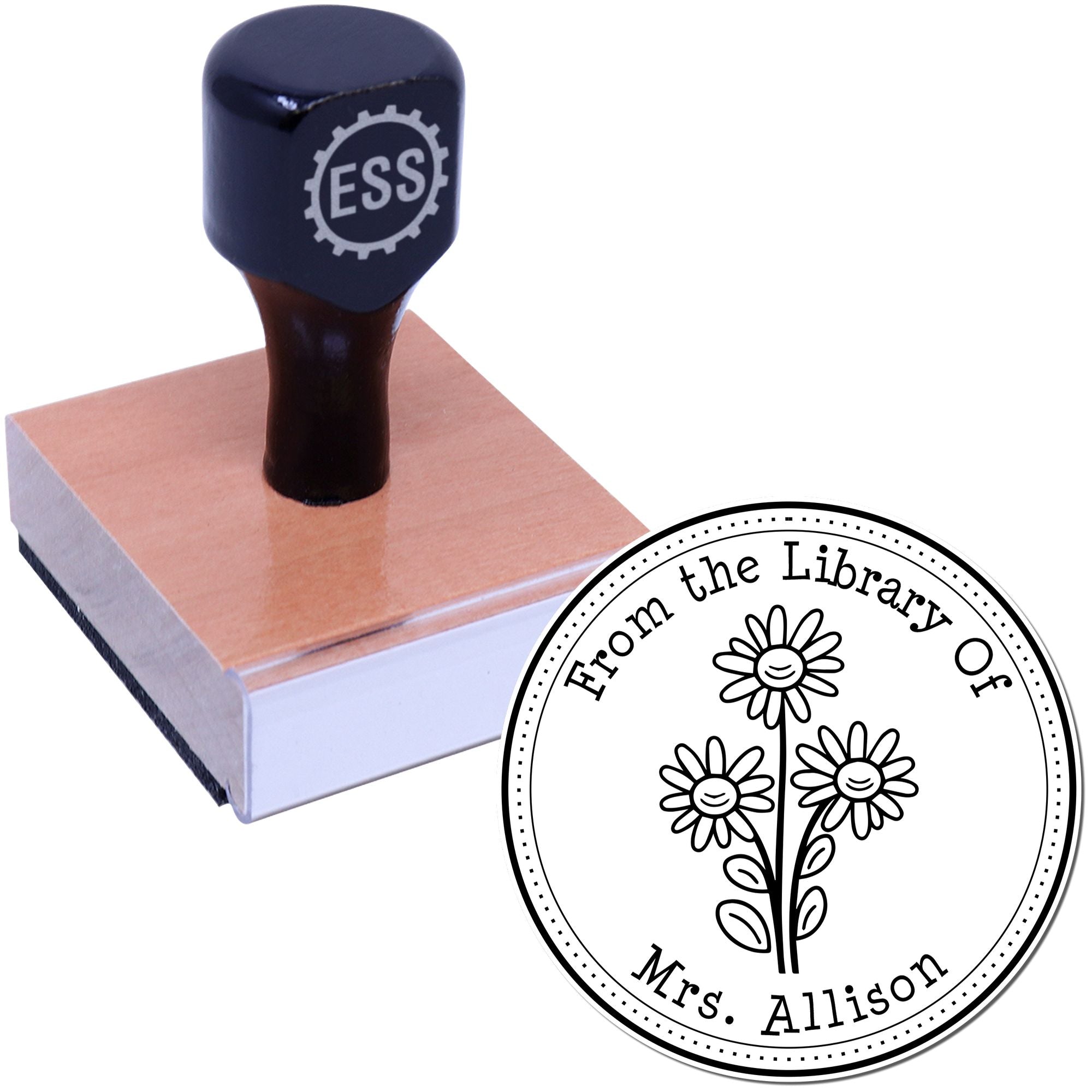 Wood Handle Captivating Daisy Bouquet Personalized From The Library Of Stamper - Engineer Seal Stamps