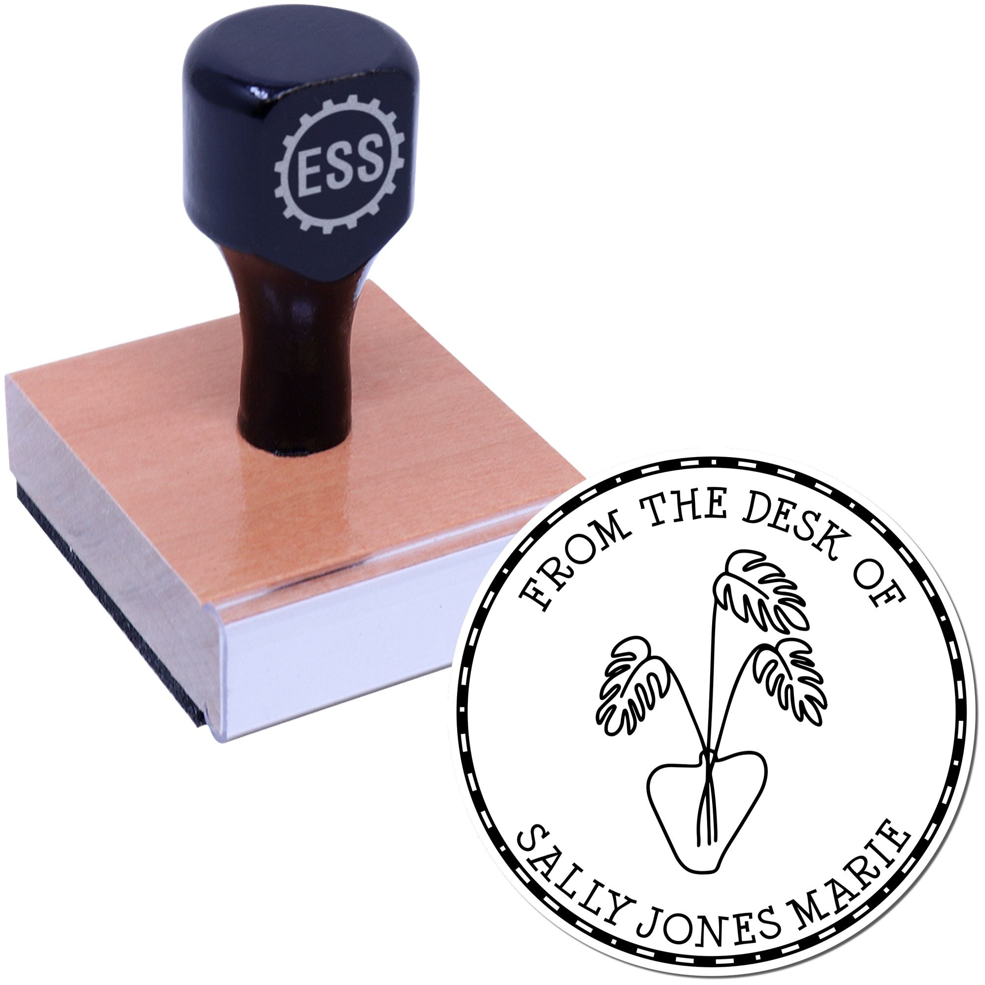 Wood Handle Tantalizing Greenery Personalized Library Stamper