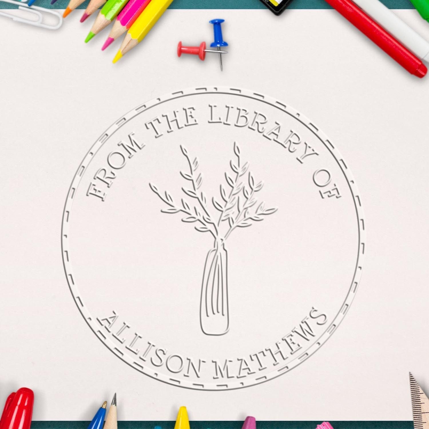 Soft Gracious Vegetation Custom Bibliophile Embossing Stamp