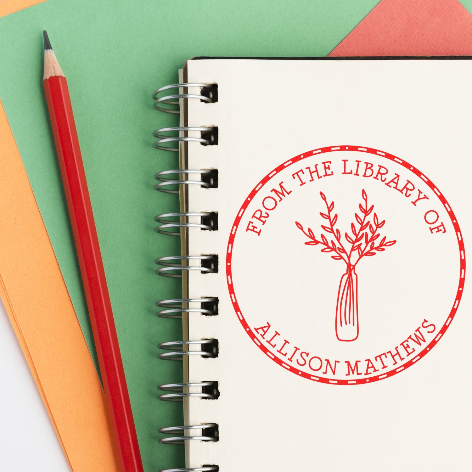 Wood Handle Gracious Vegetation Personalized Library Collection Stamp - Engineer Seal Stamps