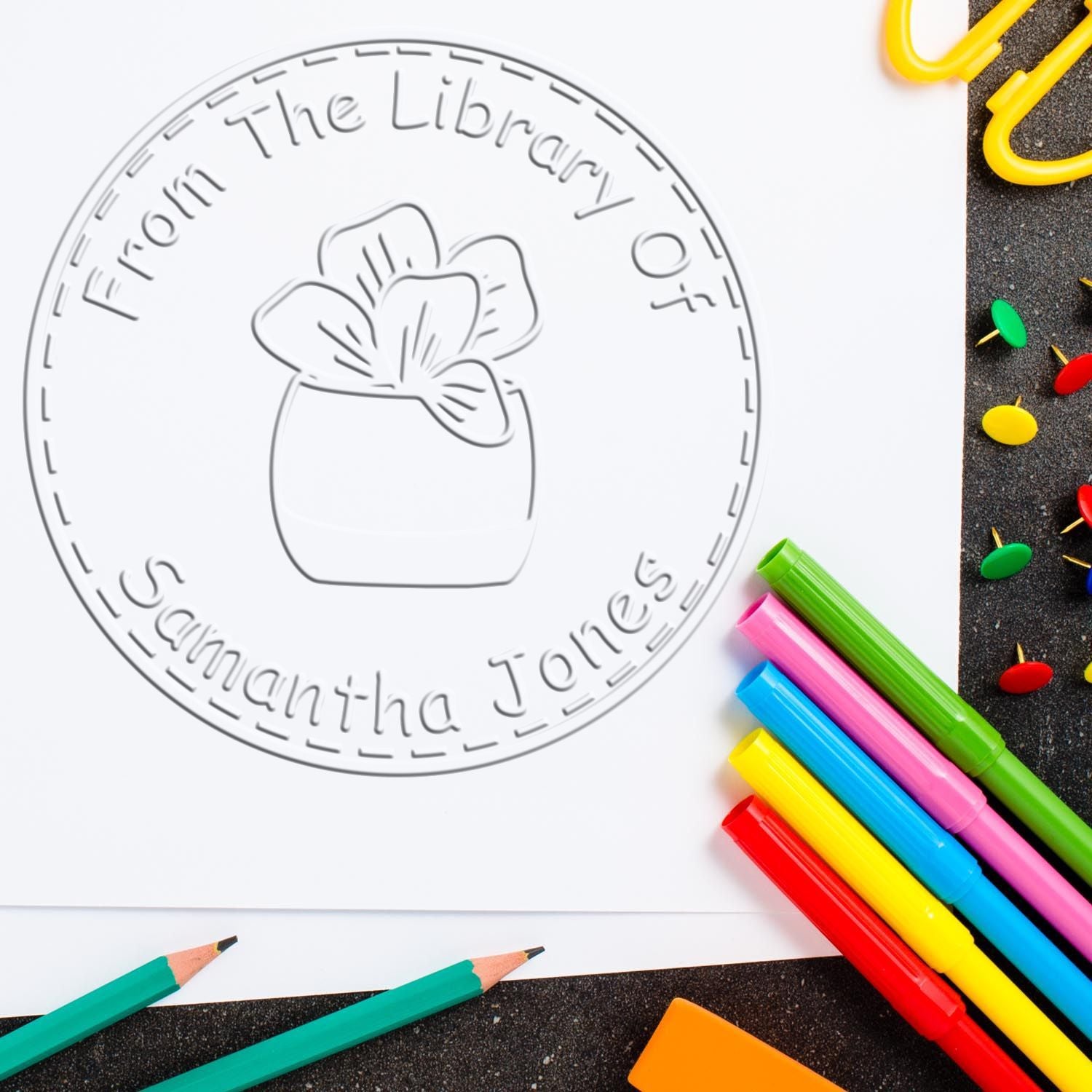 Soft Flourishing Foliage Custom Bibliophile Seal Press