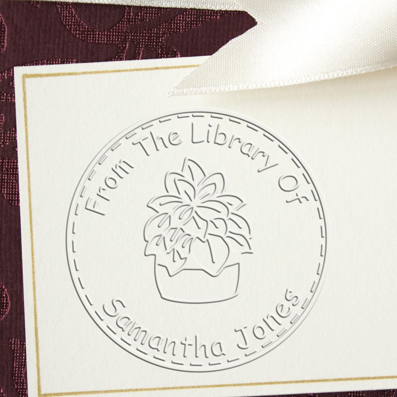 Soft Ornate Leafage Custom Book Embossed Stamp
